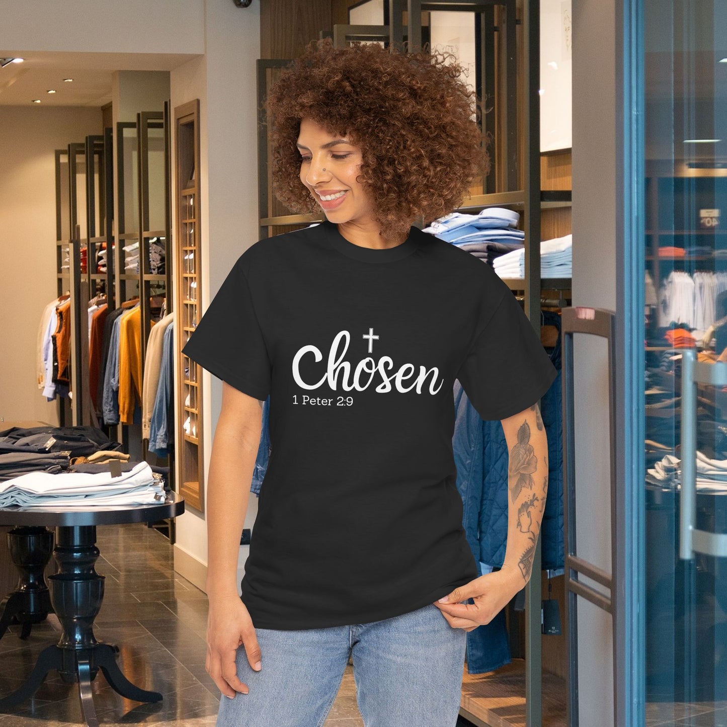 Religious Tee with 'Chosen by God' Quote