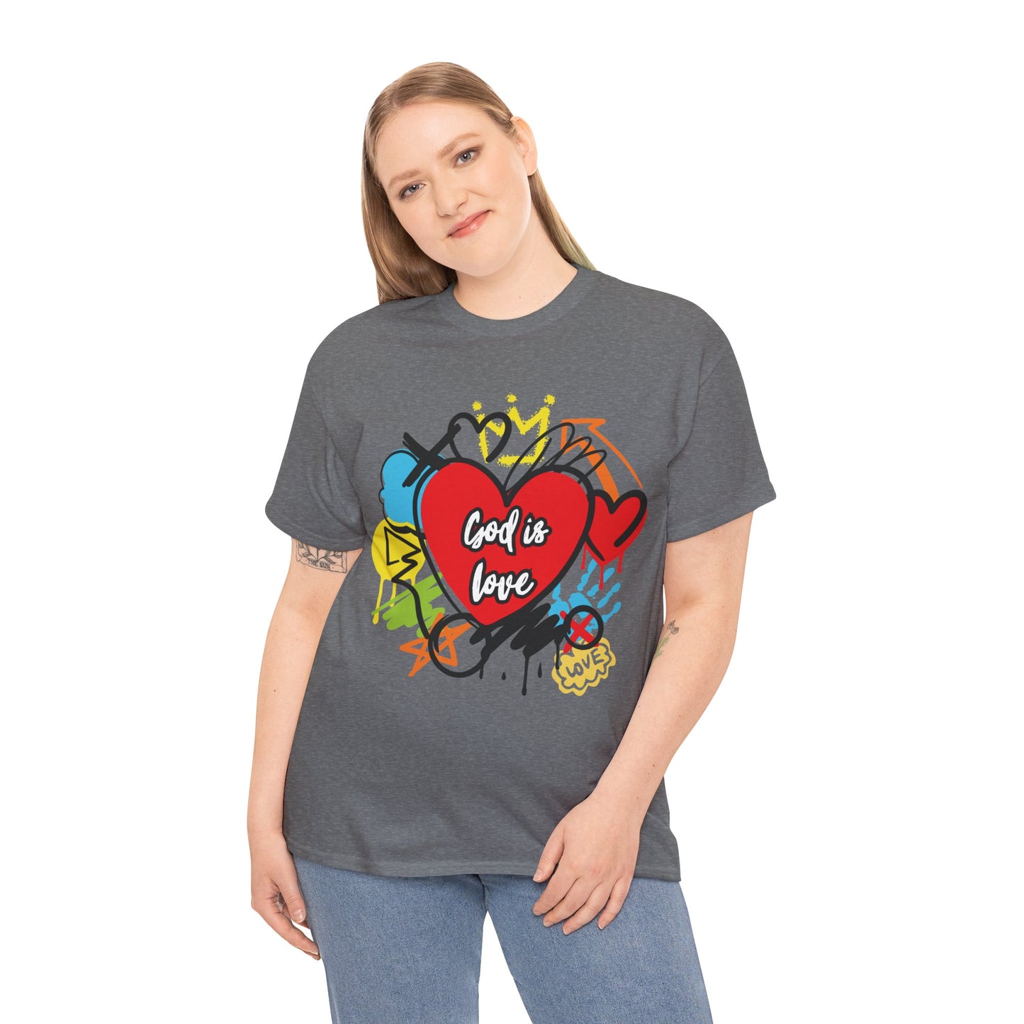 God is Love Grafitti - Unisex Heavy Cotton Tee