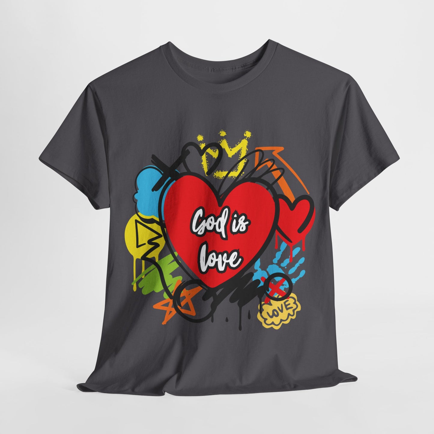 God is Love Grafitti - Unisex Heavy Cotton Tee