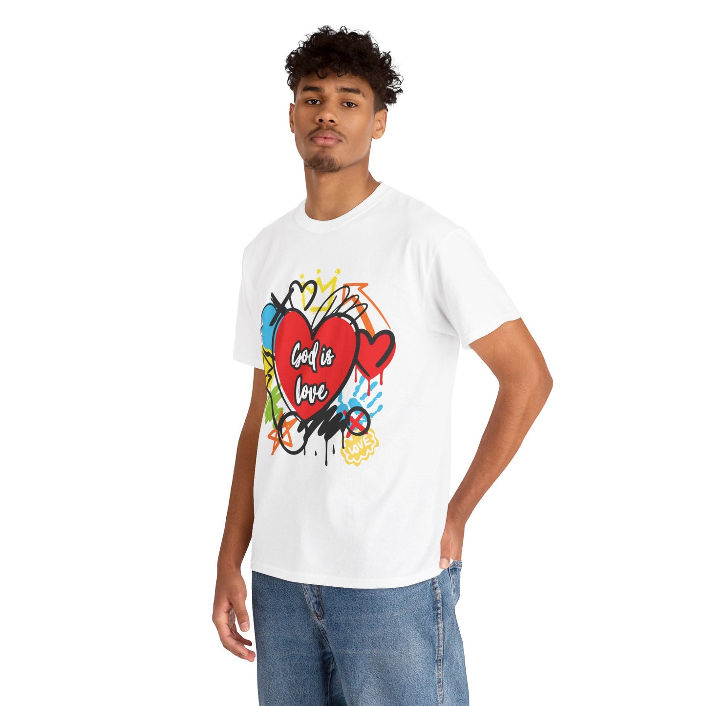 God is Love Grafitti - Unisex Heavy Cotton Tee