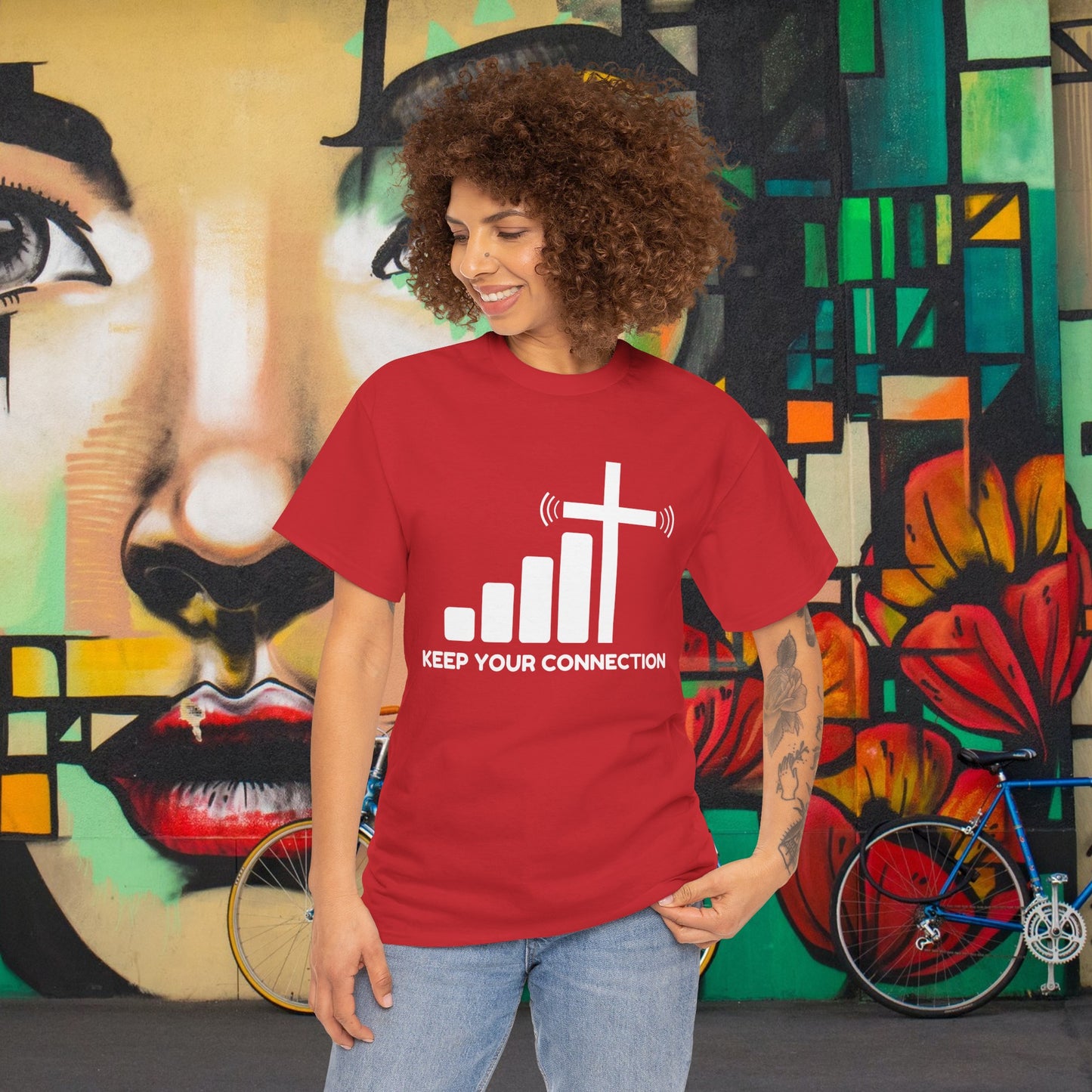 Keep your Connection White Letters - Unisex Heavy Cotton Tee