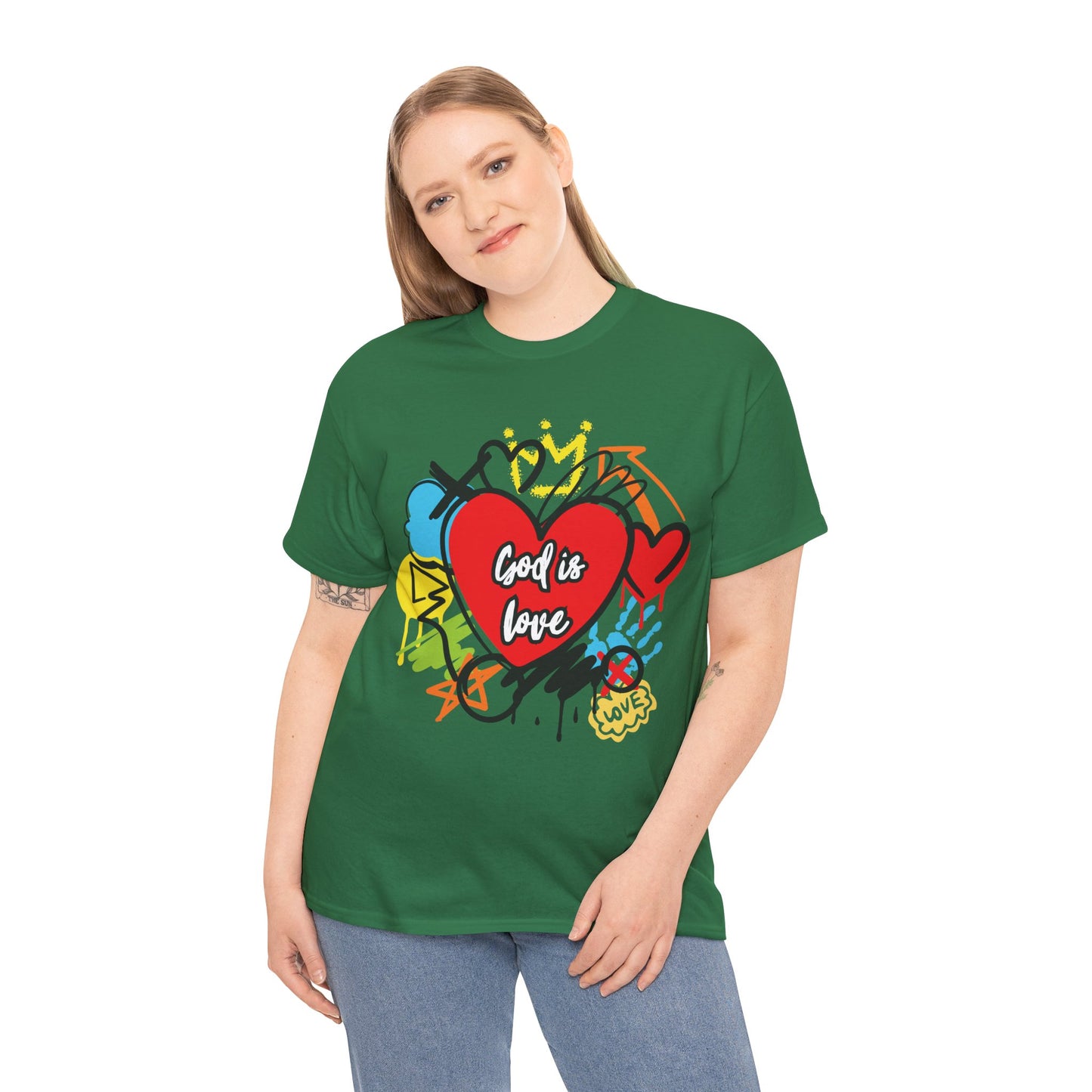 God is Love Grafitti - Unisex Heavy Cotton Tee