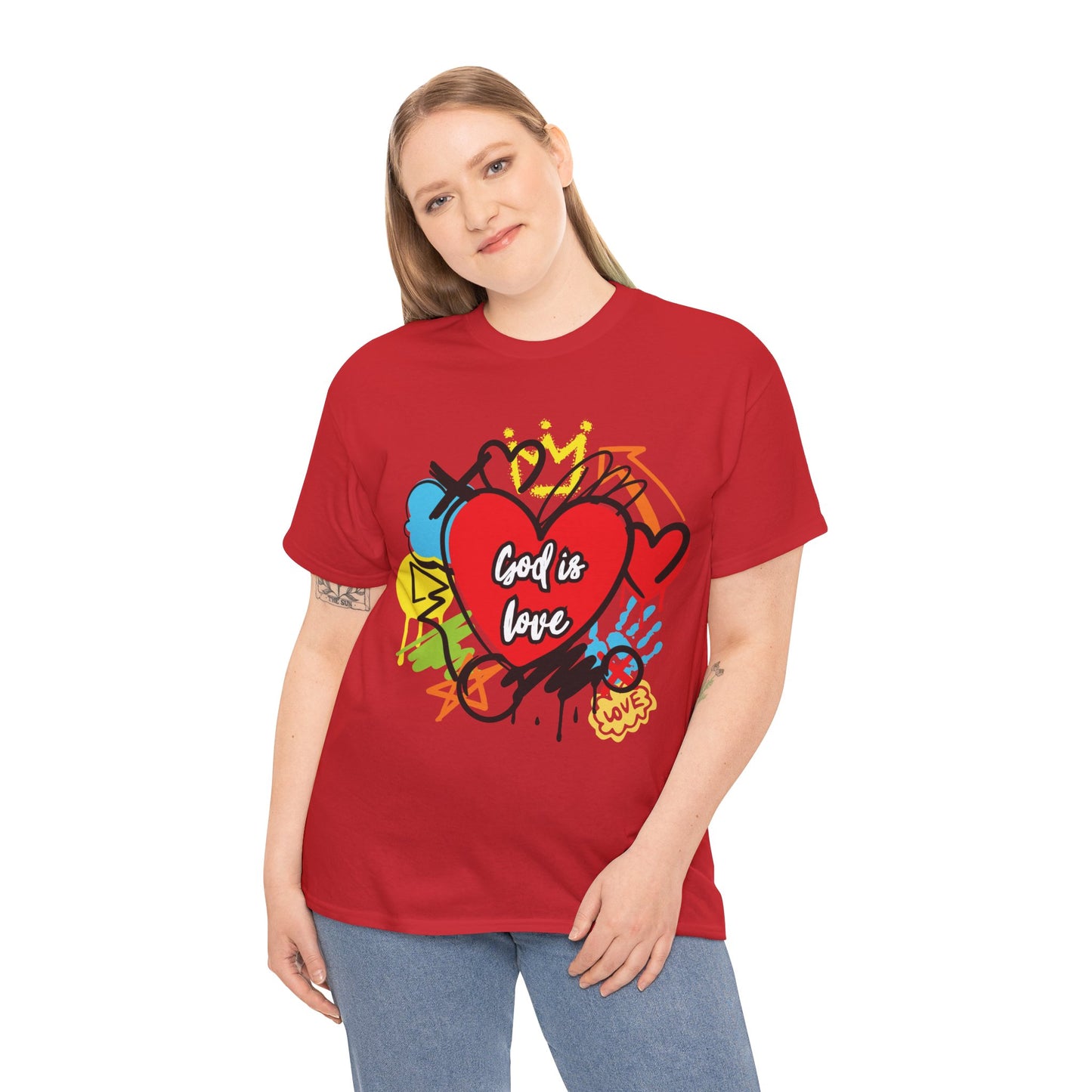 God is Love Grafitti - Unisex Heavy Cotton Tee