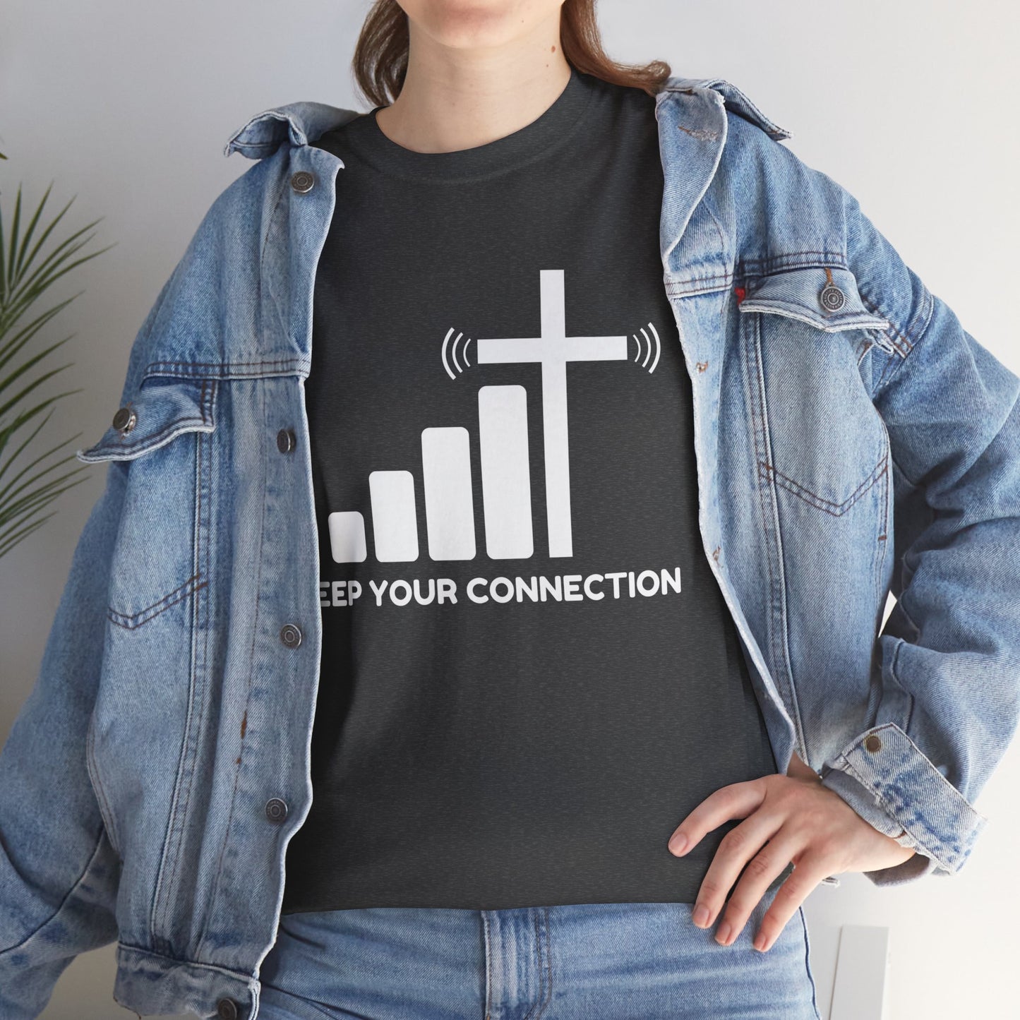 Keep your Connection White Letters - Unisex Heavy Cotton Tee