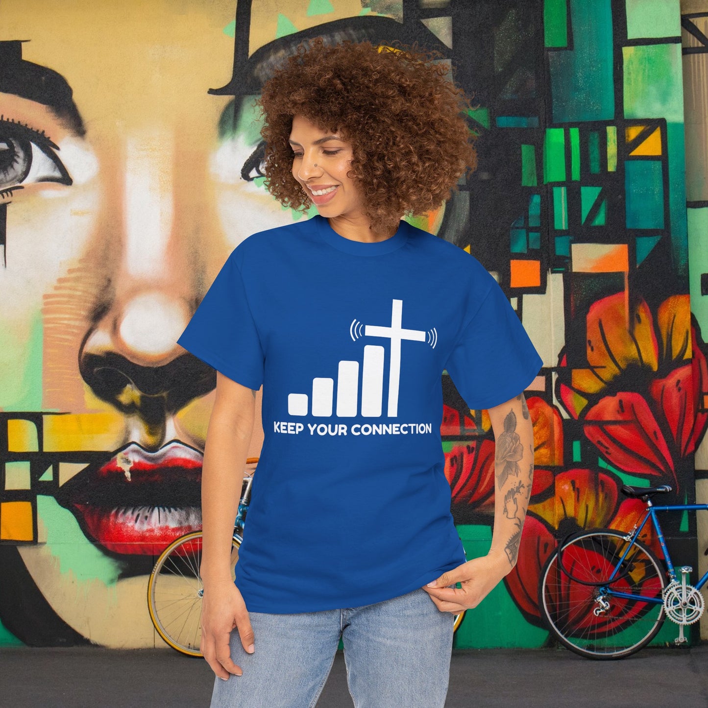 Keep your Connection White Letters - Unisex Heavy Cotton Tee
