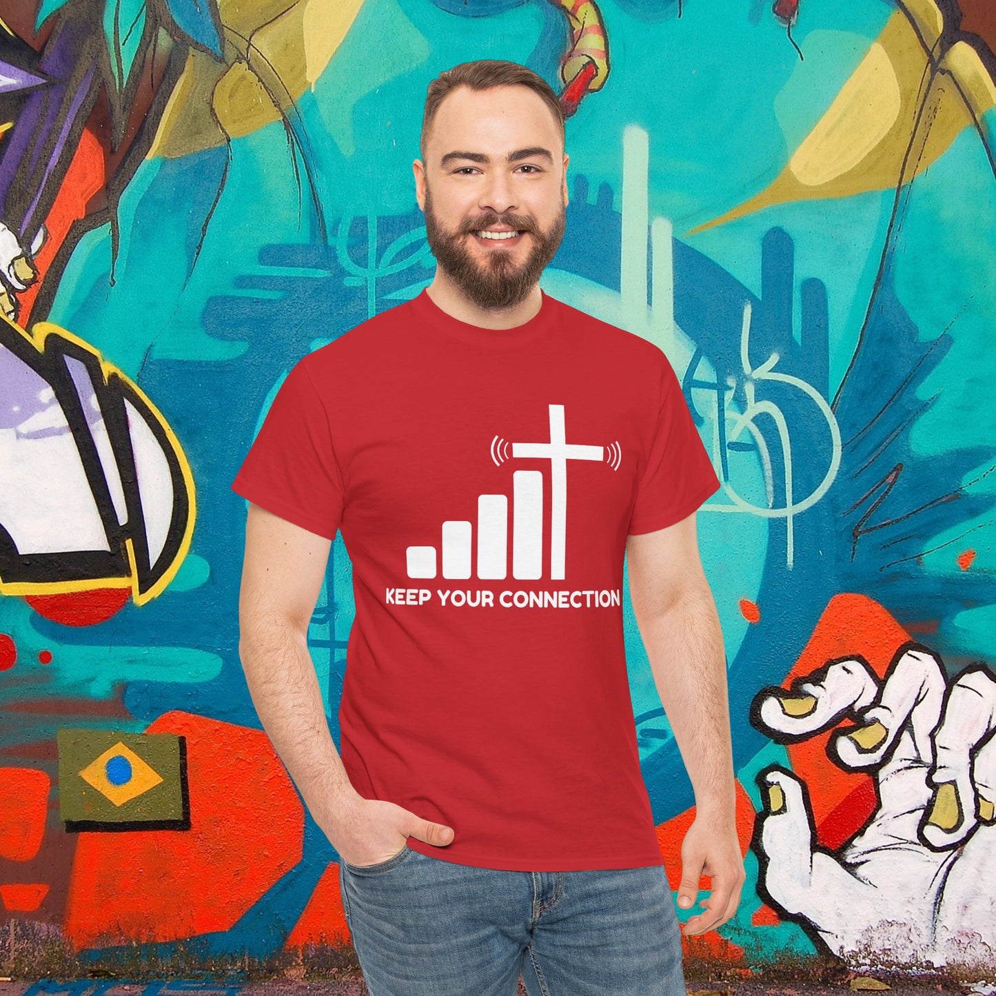 Keep your Connection White Letters - Unisex Heavy Cotton Tee