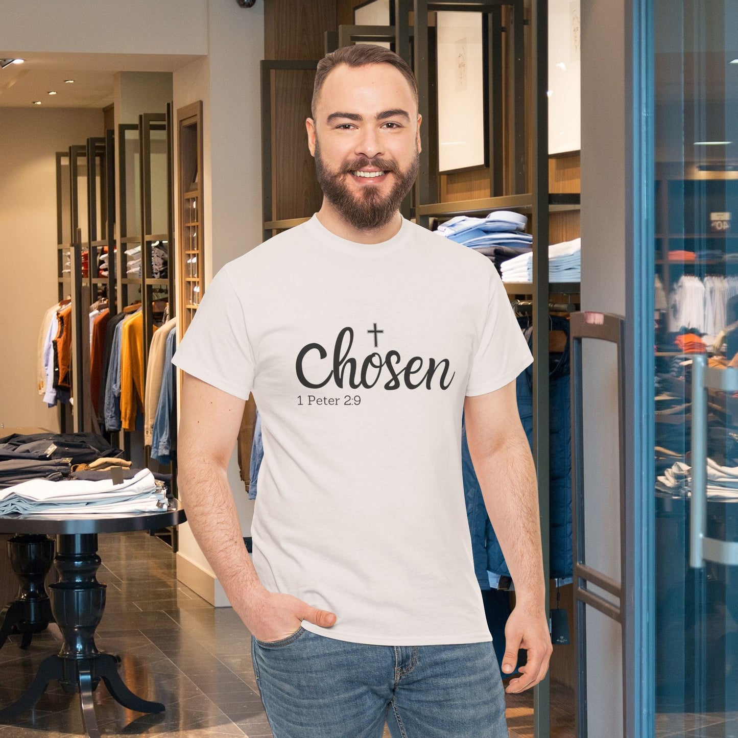 Religious Tee with 'Chosen by God' Quote