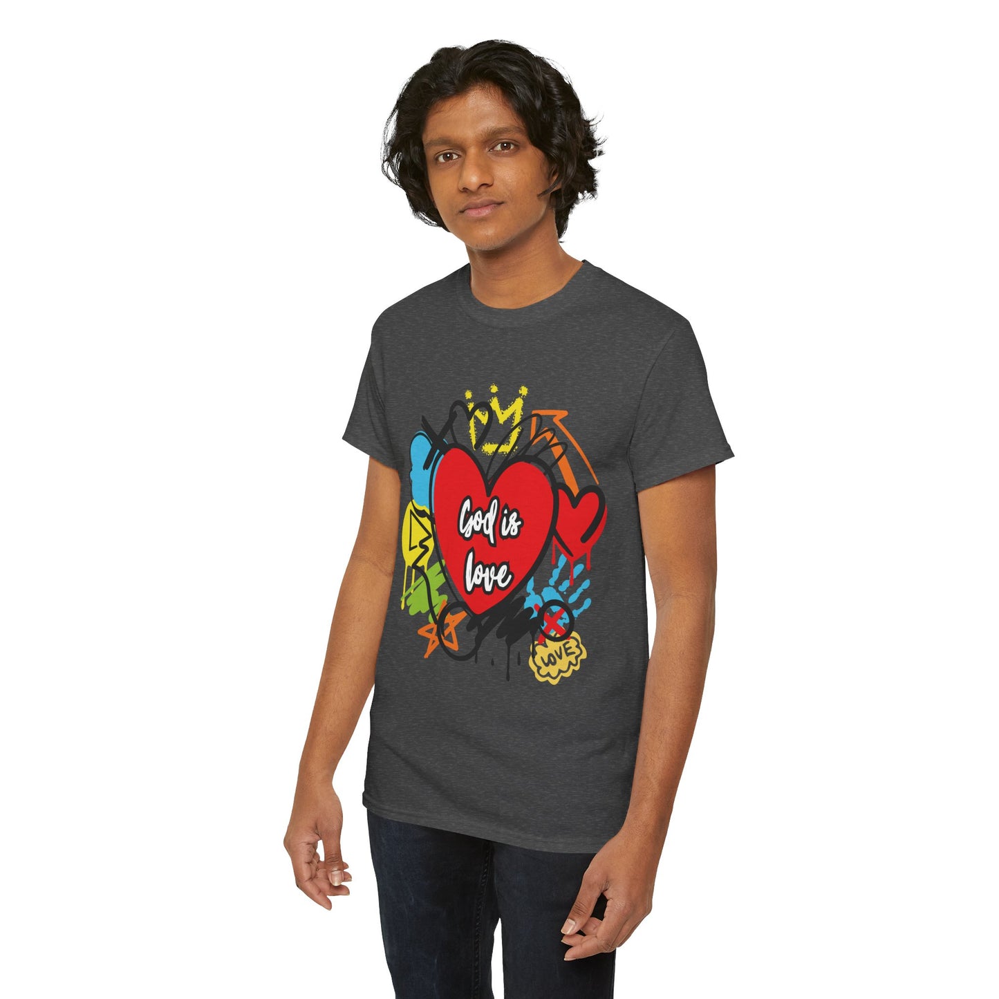 God is Love Grafitti - Unisex Heavy Cotton Tee