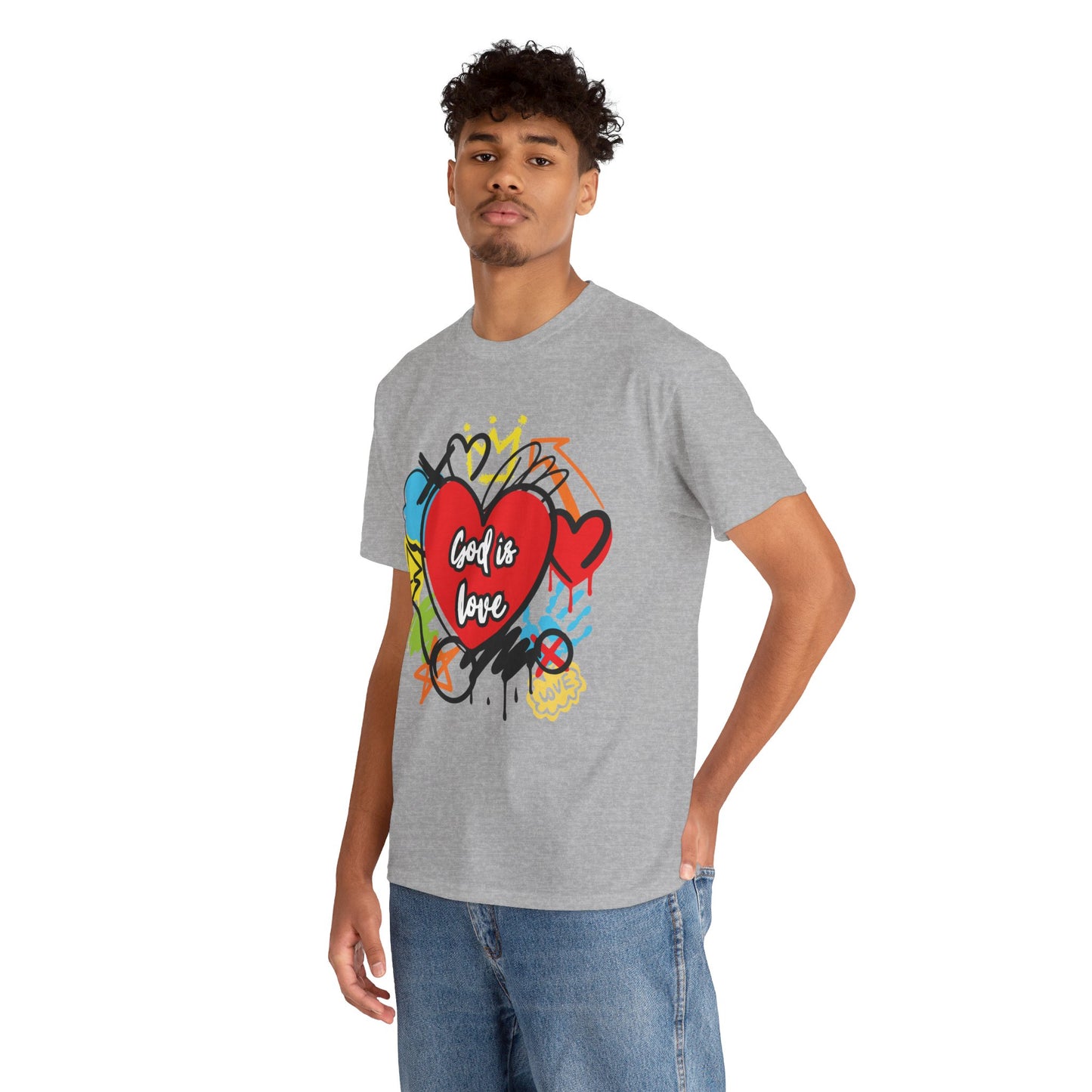 God is Love Grafitti - Unisex Heavy Cotton Tee