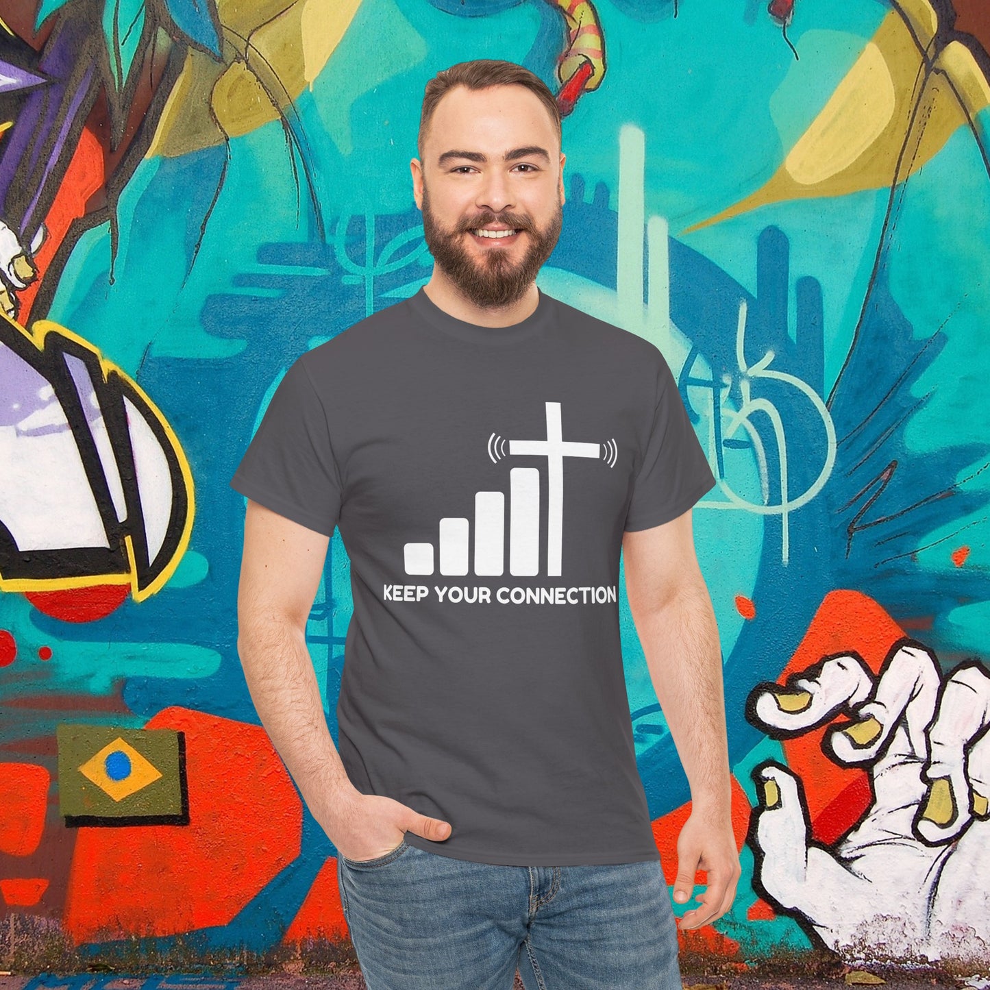 Keep your Connection White Letters - Unisex Heavy Cotton Tee