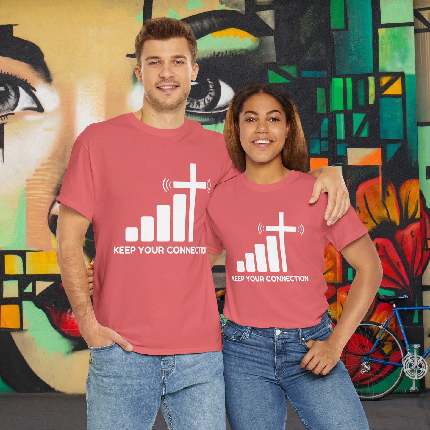 Keep your Connection White Letters - Unisex Heavy Cotton Tee