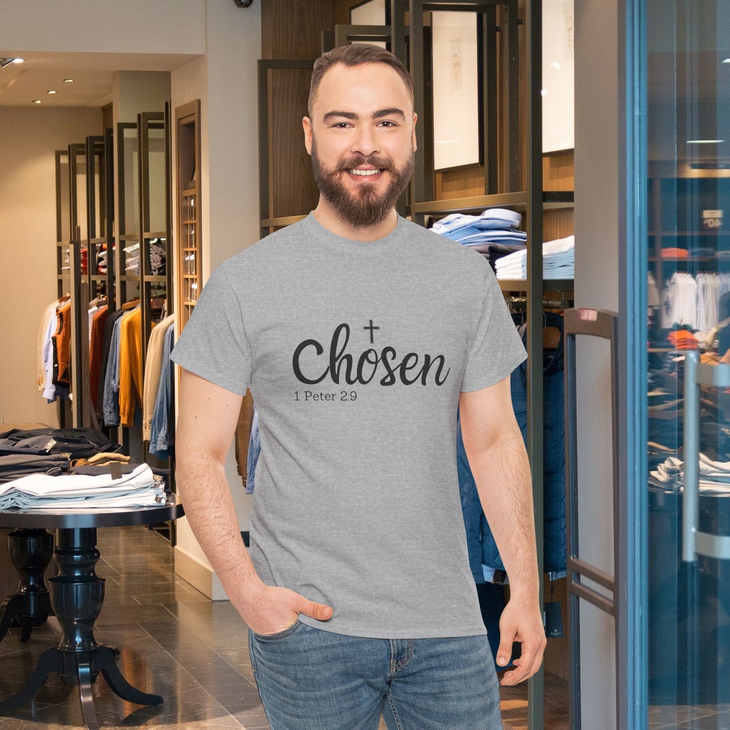 Religious Tee with 'Chosen by God' Quote