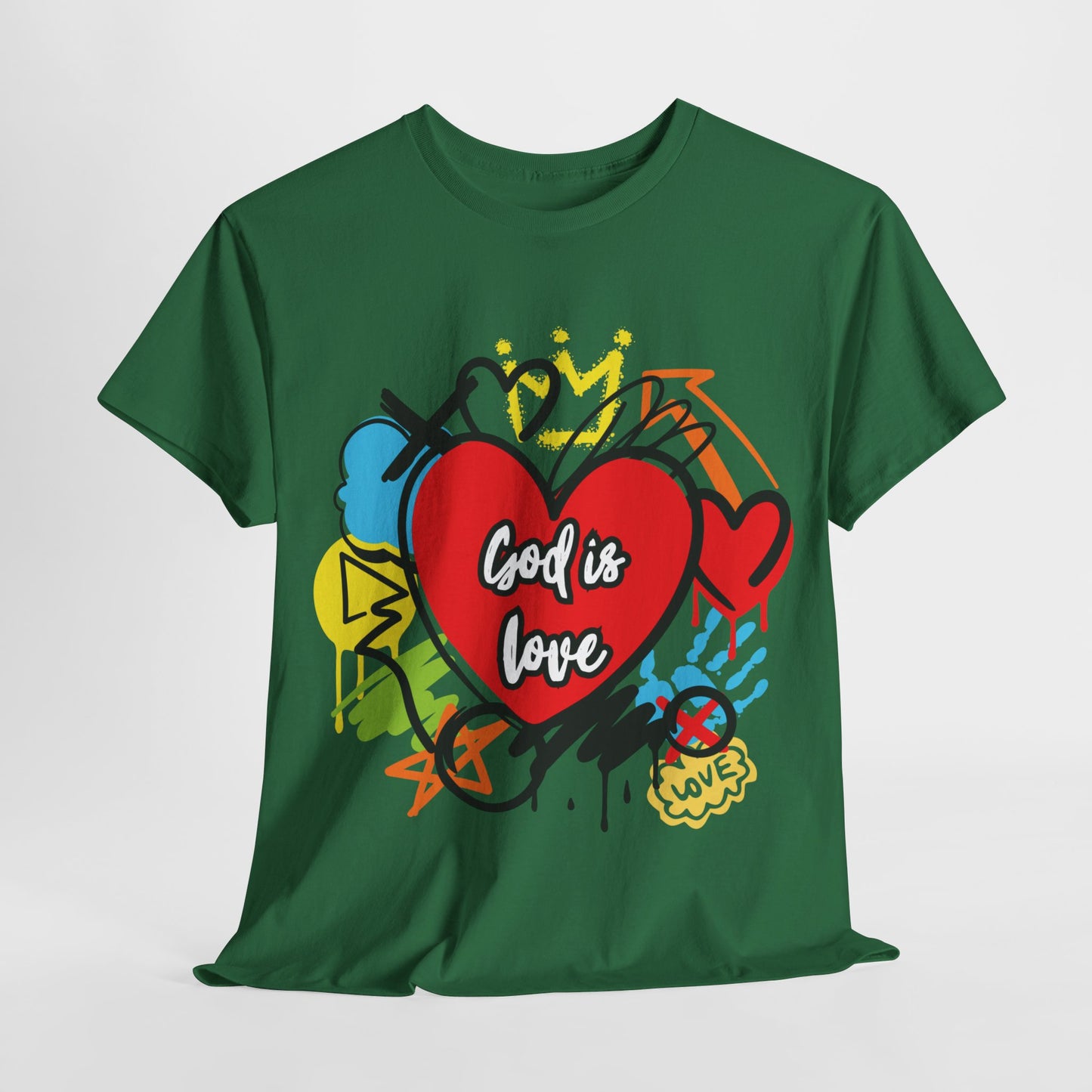 God is Love Grafitti - Unisex Heavy Cotton Tee