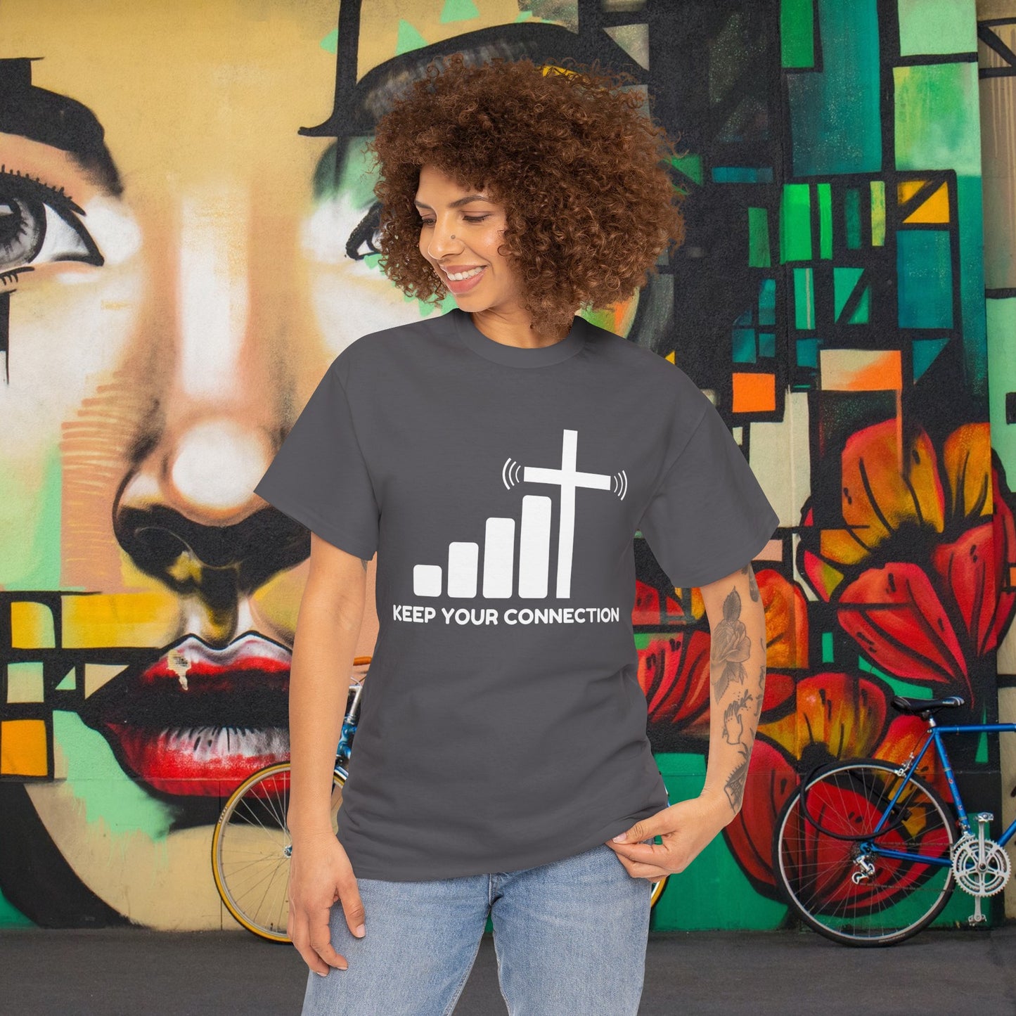 Keep your Connection White Letters - Unisex Heavy Cotton Tee