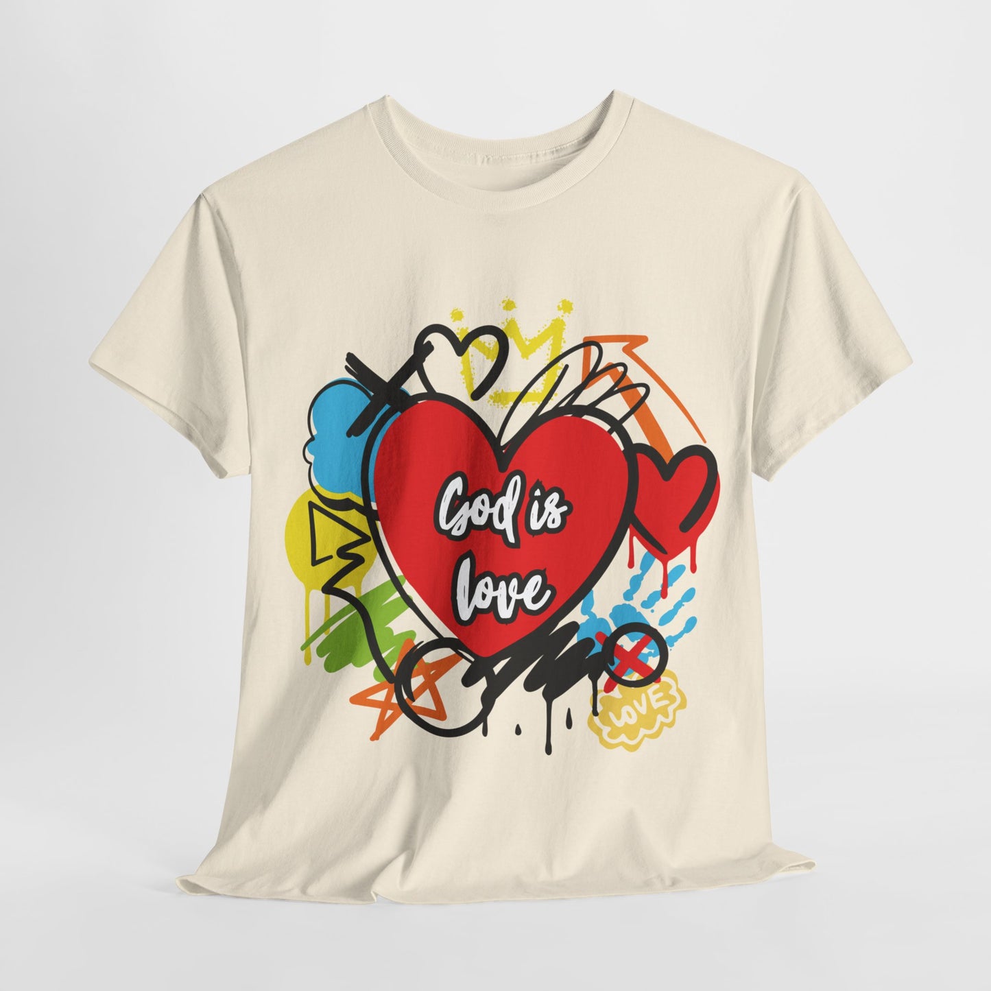 God is Love Grafitti - Unisex Heavy Cotton Tee