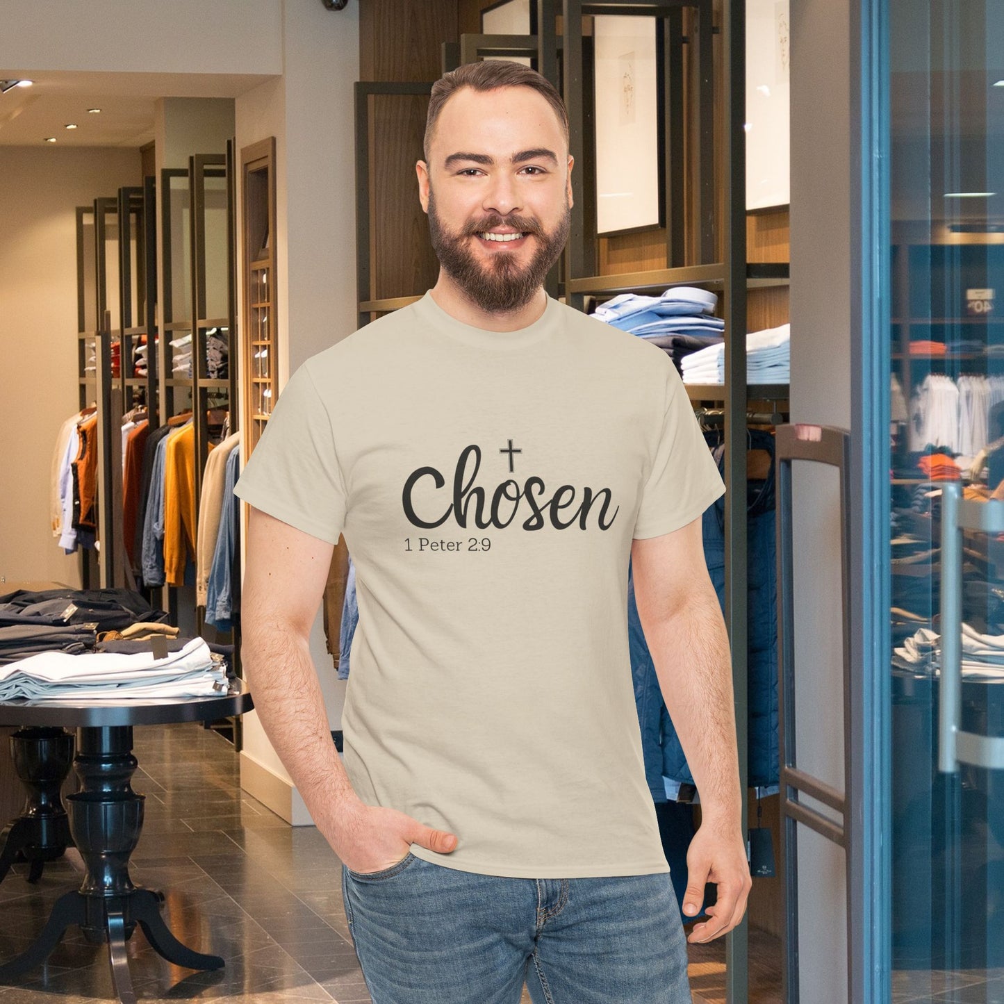 Religious Tee with 'Chosen by God' Quote