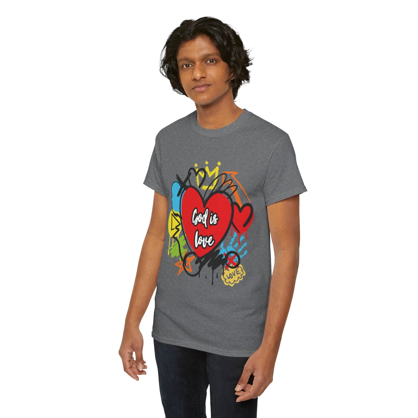 God is Love Grafitti - Unisex Heavy Cotton Tee