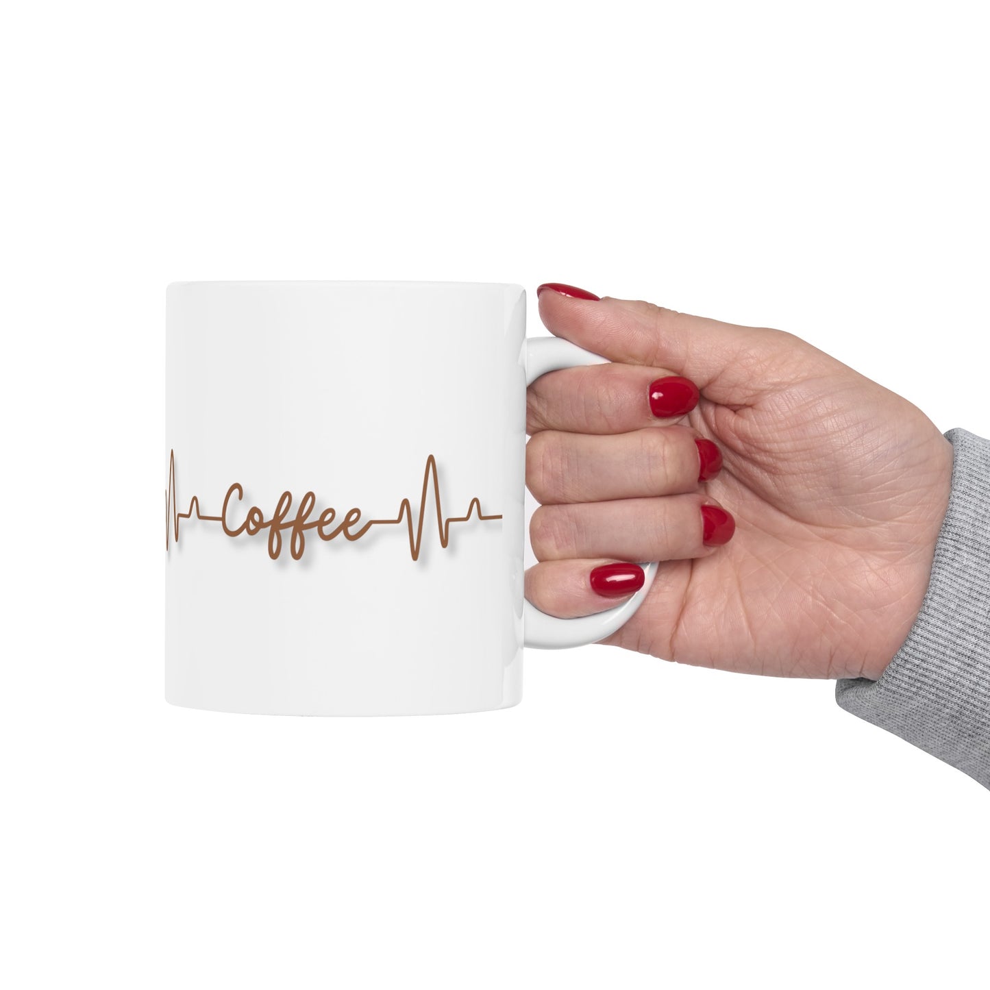 Coffee Heartbeat - Ceramic Mug, (11oz)