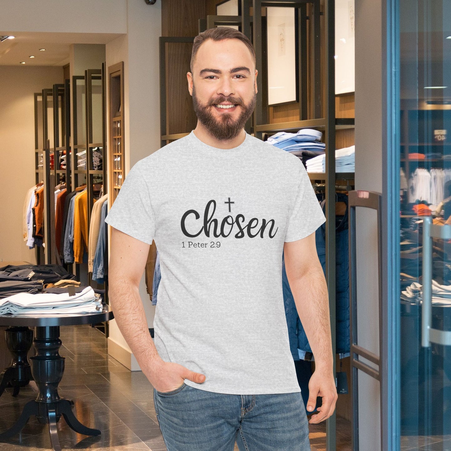 Religious Tee with 'Chosen by God' Quote