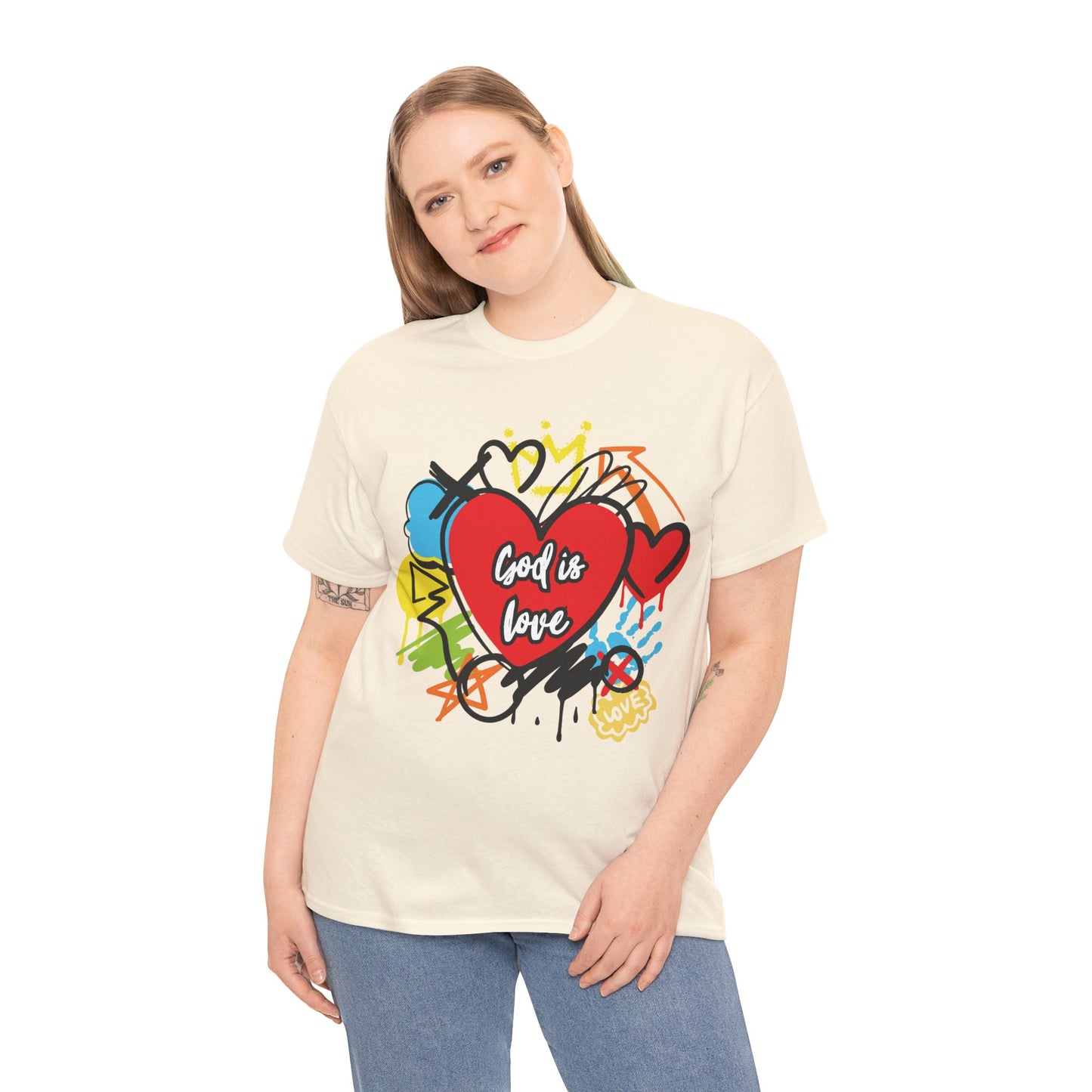 God is Love Grafitti - Unisex Heavy Cotton Tee