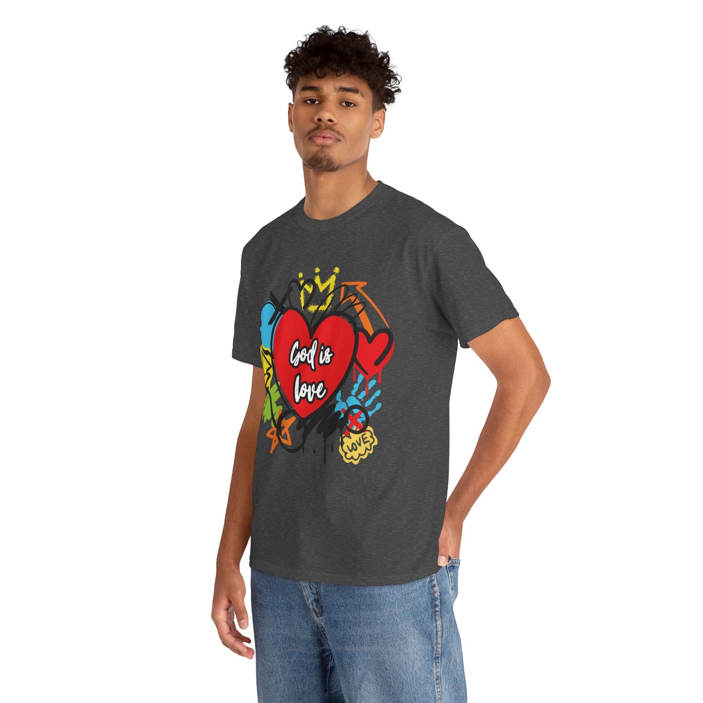 God is Love Grafitti - Unisex Heavy Cotton Tee