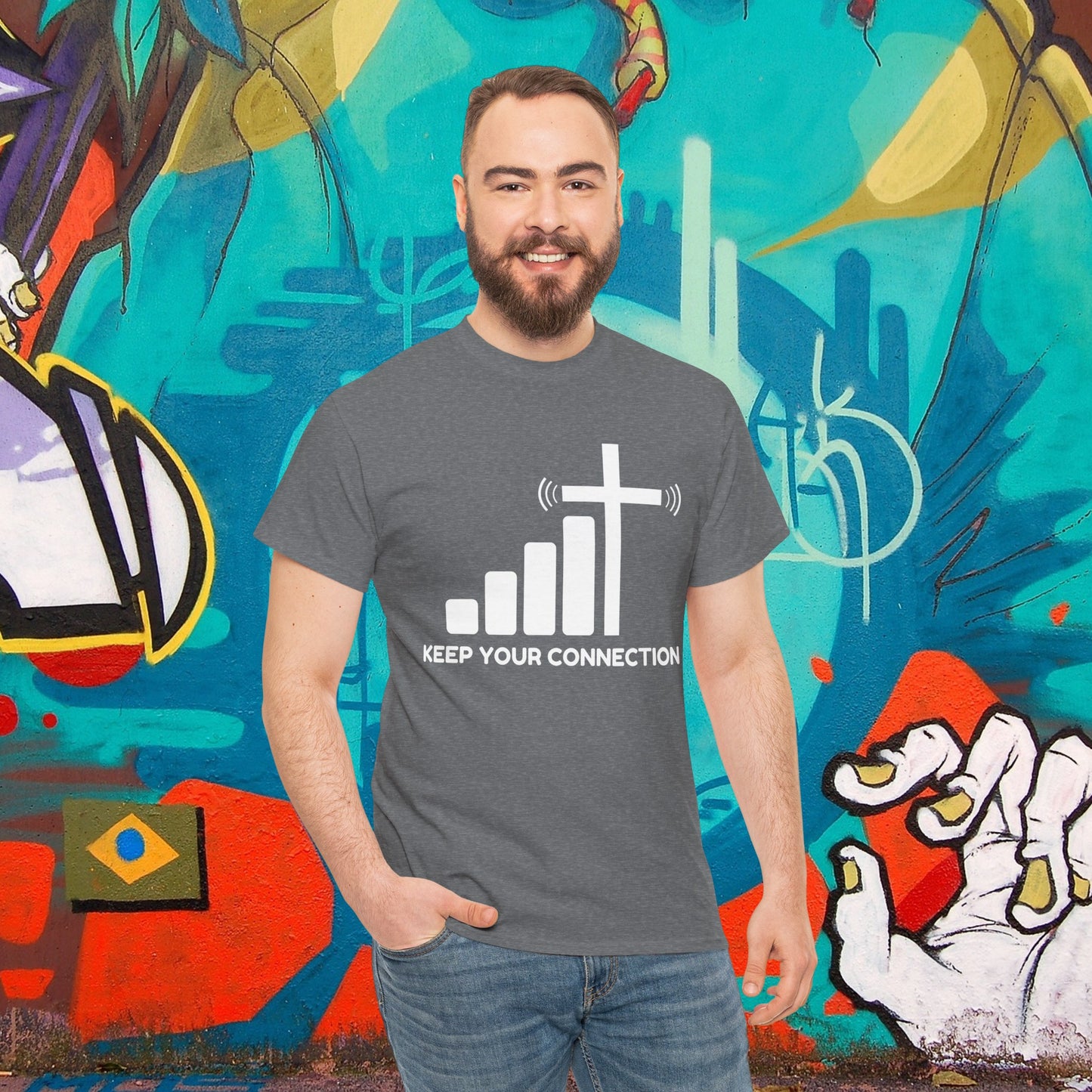 Keep your Connection White Letters - Unisex Heavy Cotton Tee