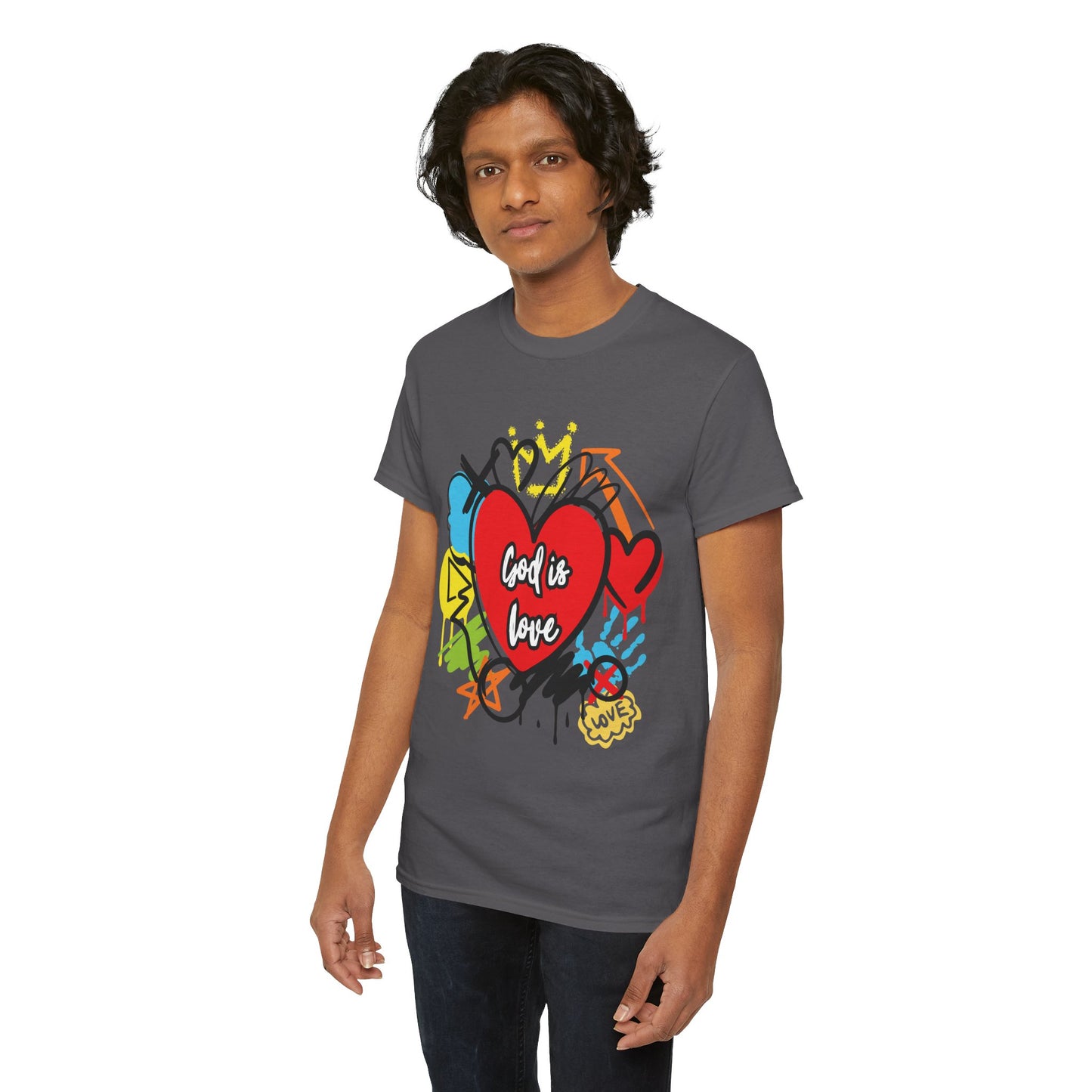 God is Love Grafitti - Unisex Heavy Cotton Tee
