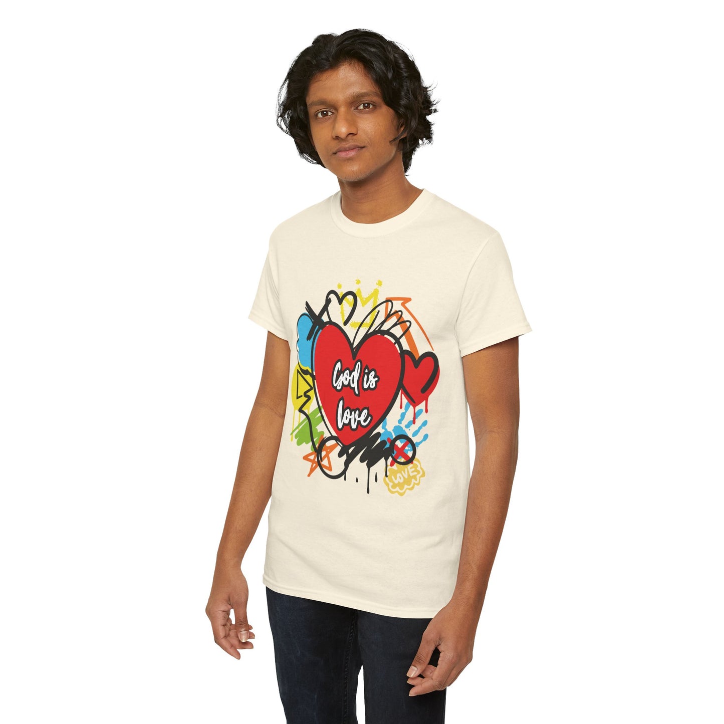 God is Love Grafitti - Unisex Heavy Cotton Tee