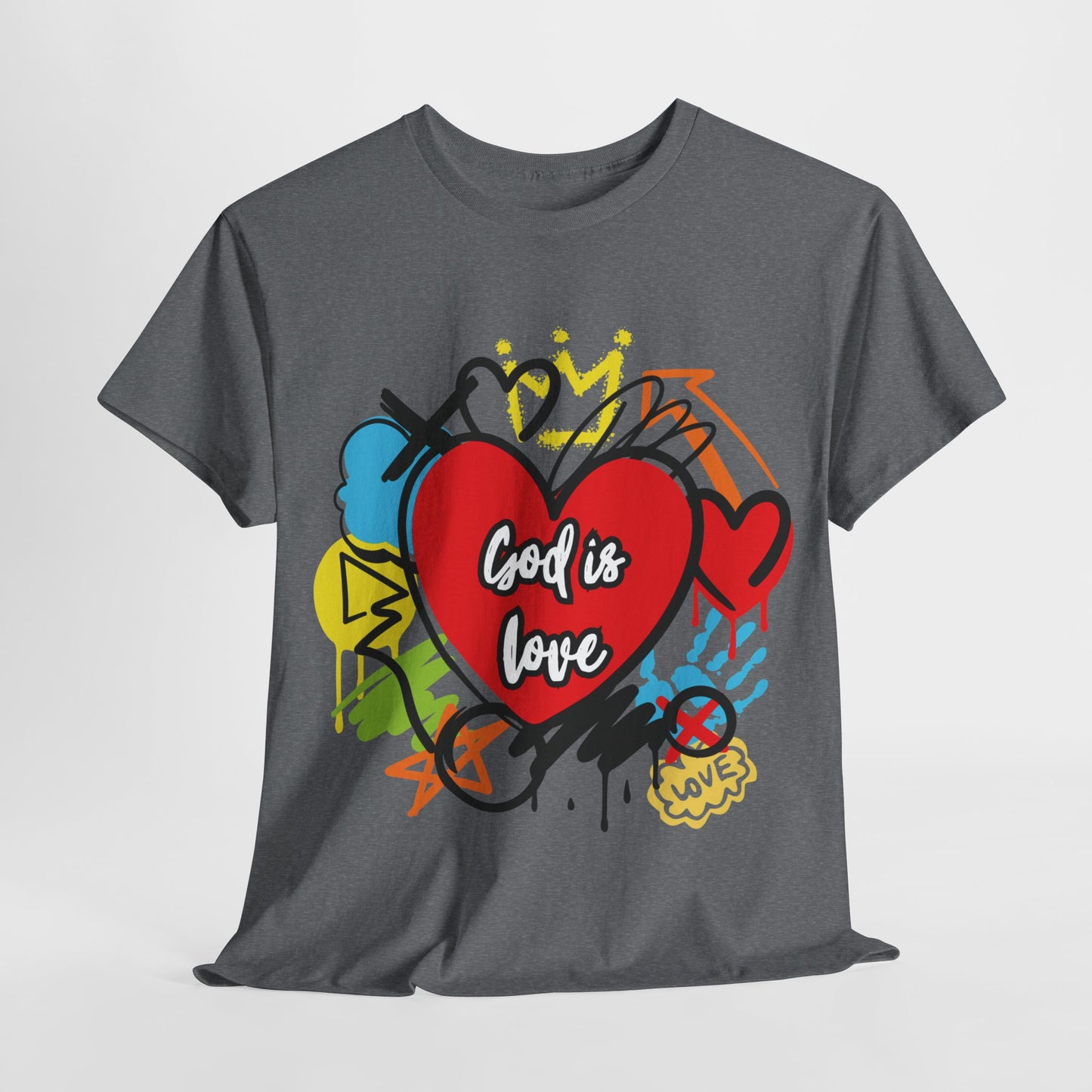 God is Love Grafitti - Unisex Heavy Cotton Tee