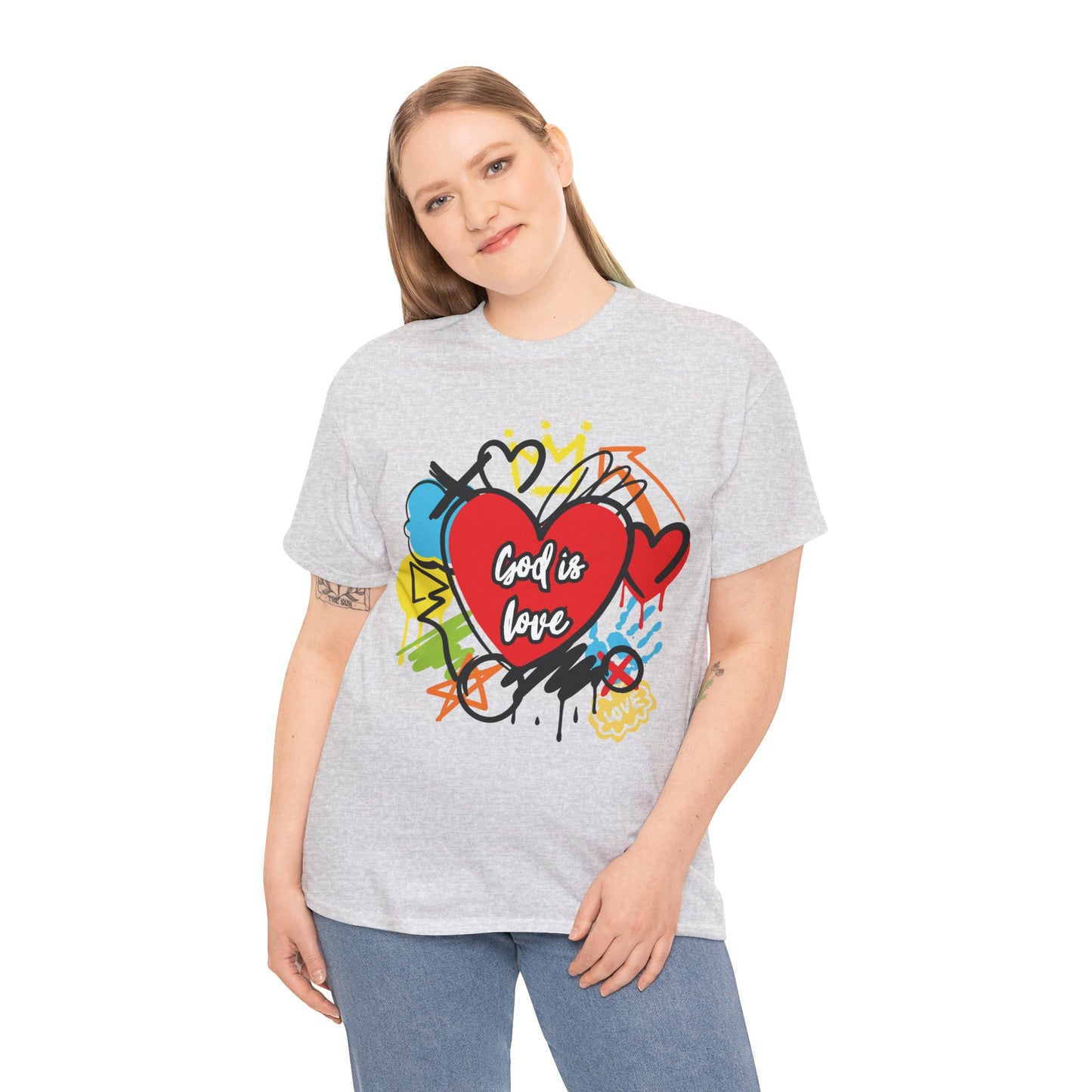 God is Love Grafitti - Unisex Heavy Cotton Tee