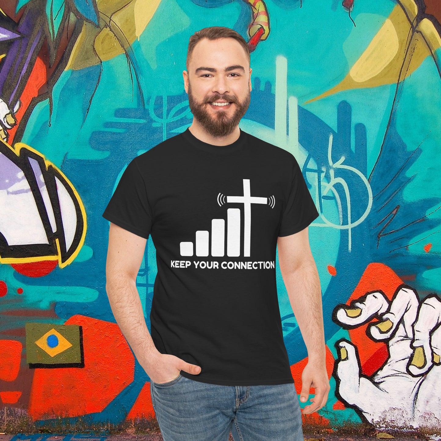 Keep your Connection White Letters - Unisex Heavy Cotton Tee