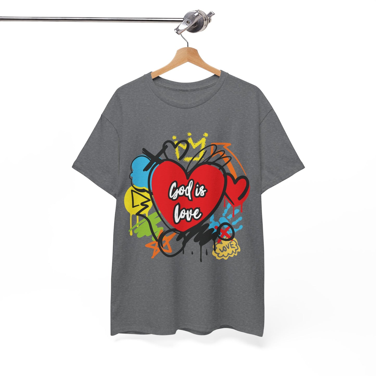 God is Love Grafitti - Unisex Heavy Cotton Tee