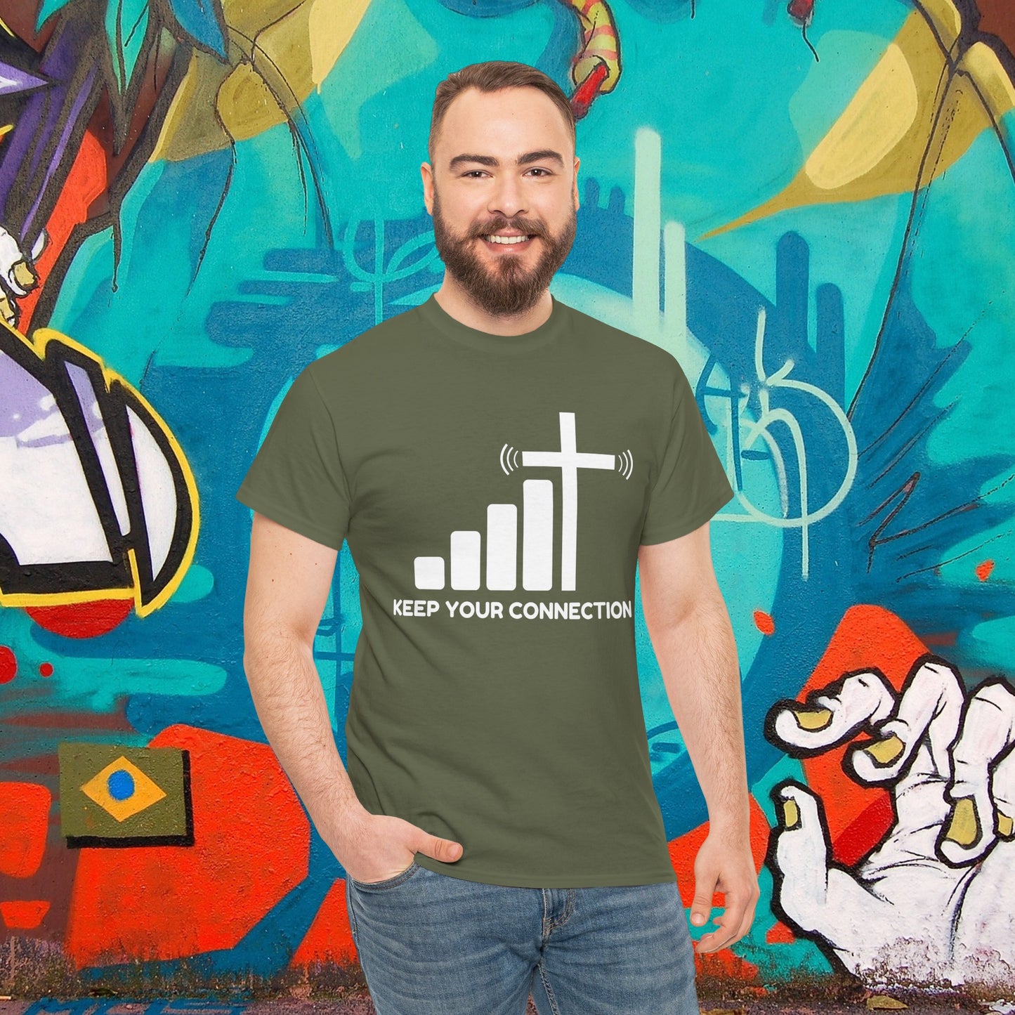 Keep your Connection White Letters - Unisex Heavy Cotton Tee