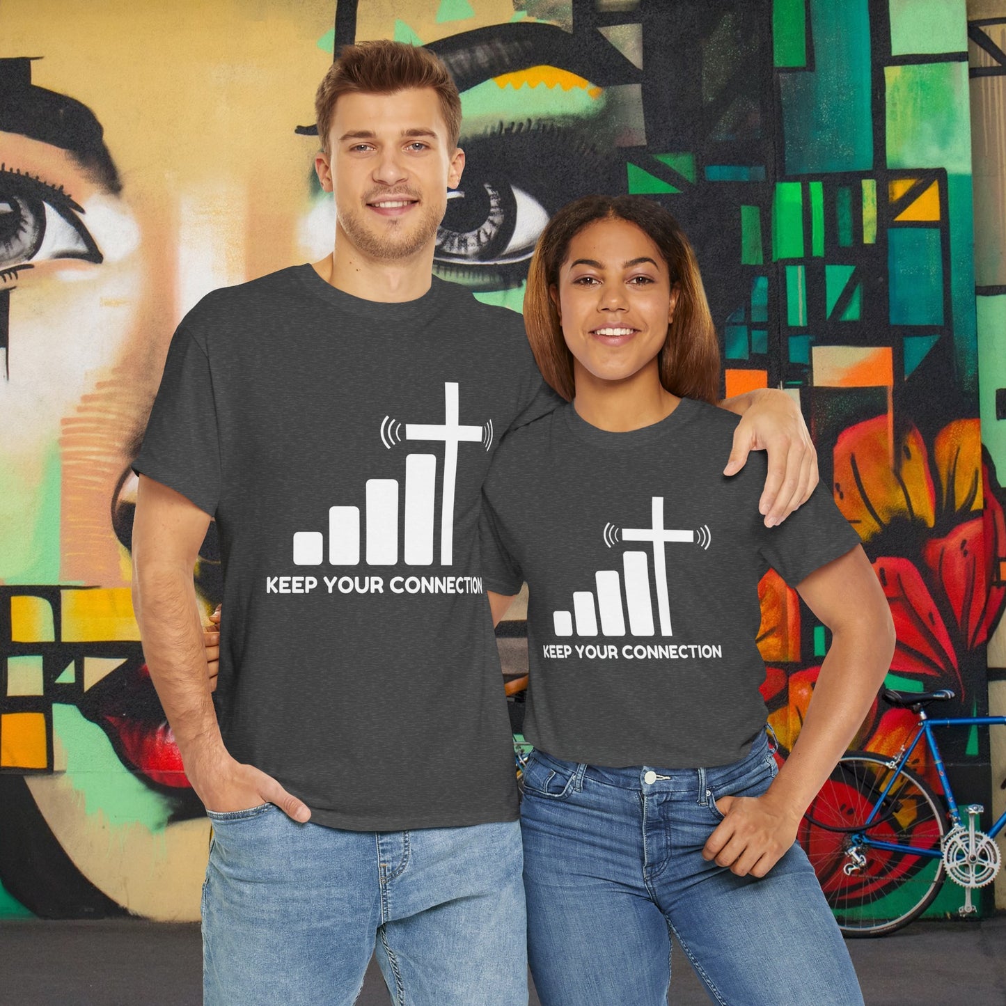 Keep your Connection White Letters - Unisex Heavy Cotton Tee