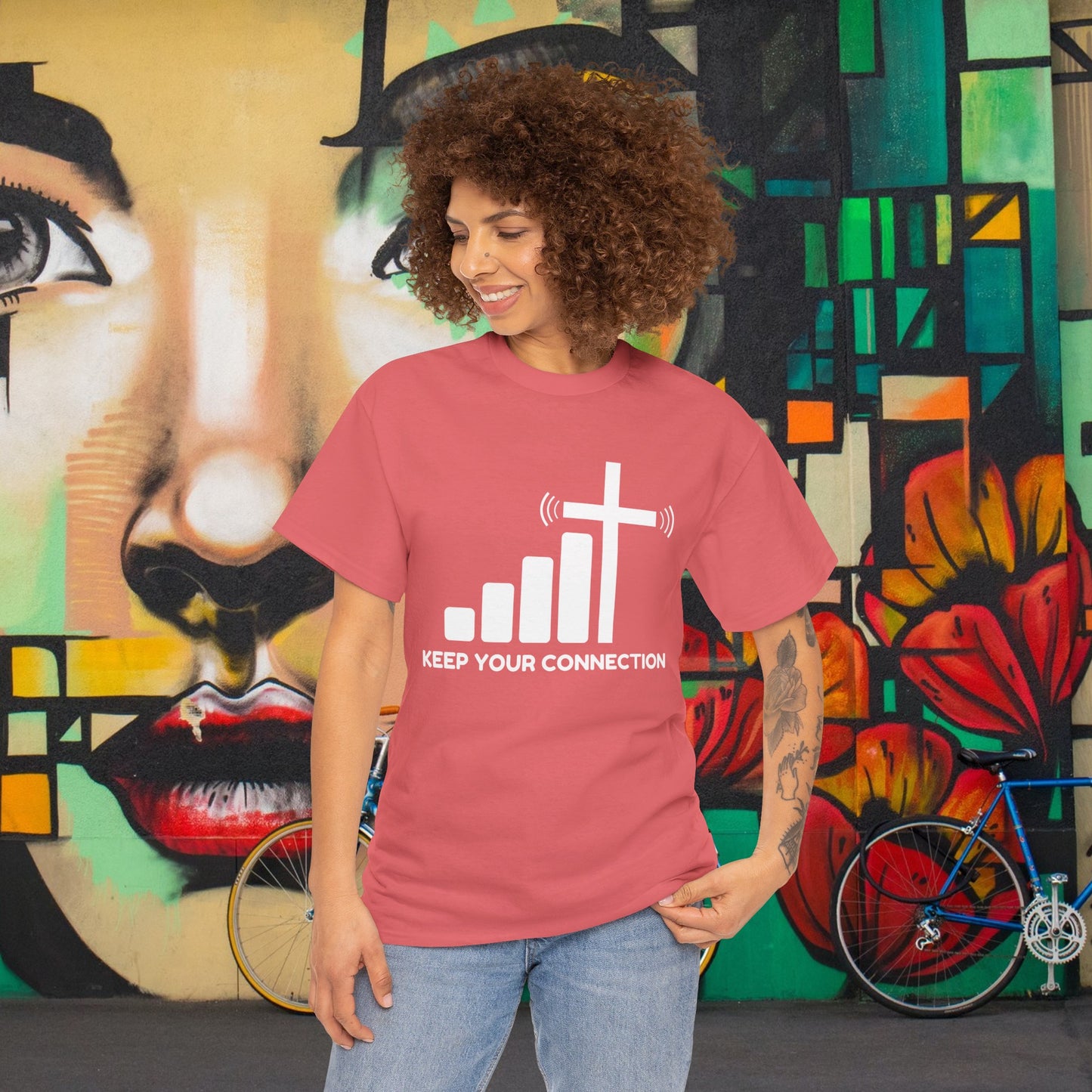 Keep your Connection White Letters - Unisex Heavy Cotton Tee