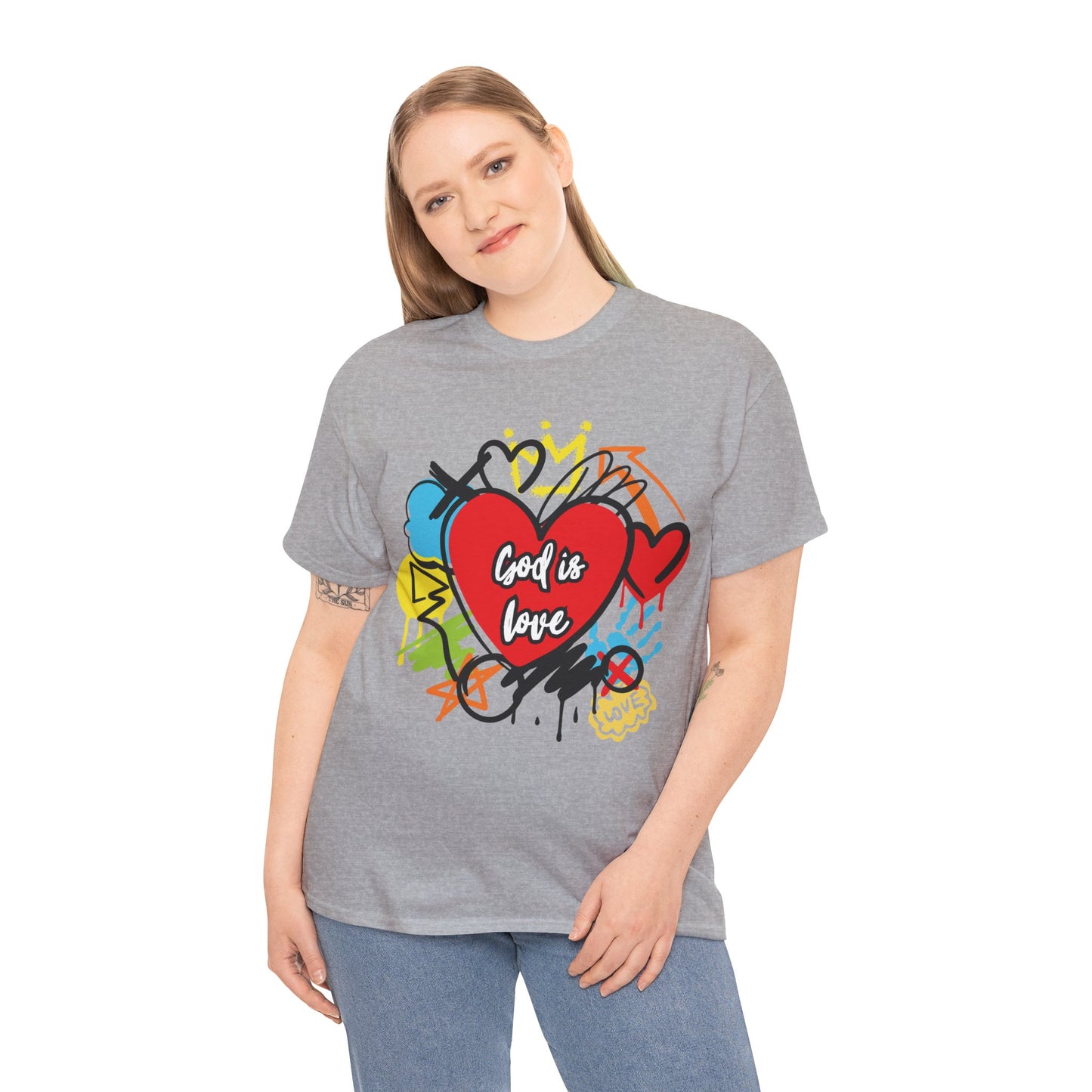 God is Love Grafitti - Unisex Heavy Cotton Tee