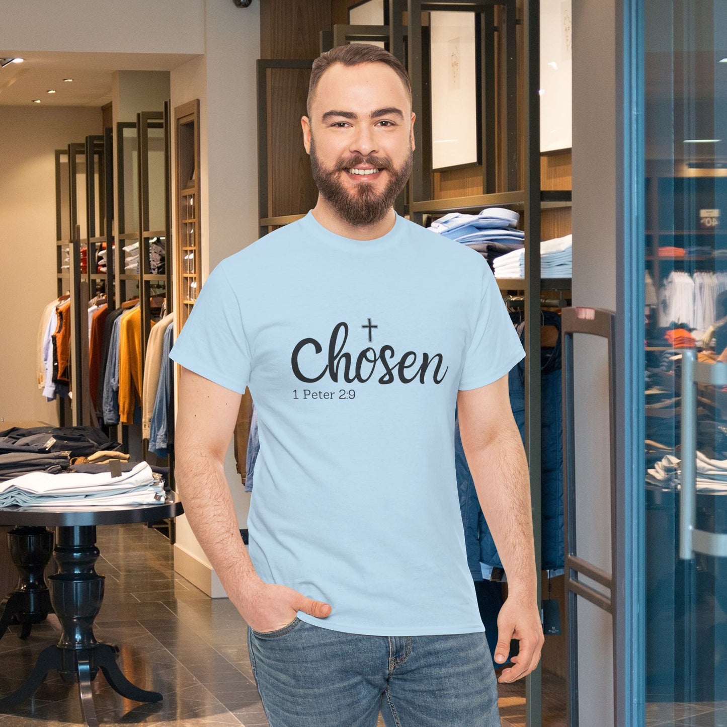 Religious Tee with 'Chosen by God' Quote