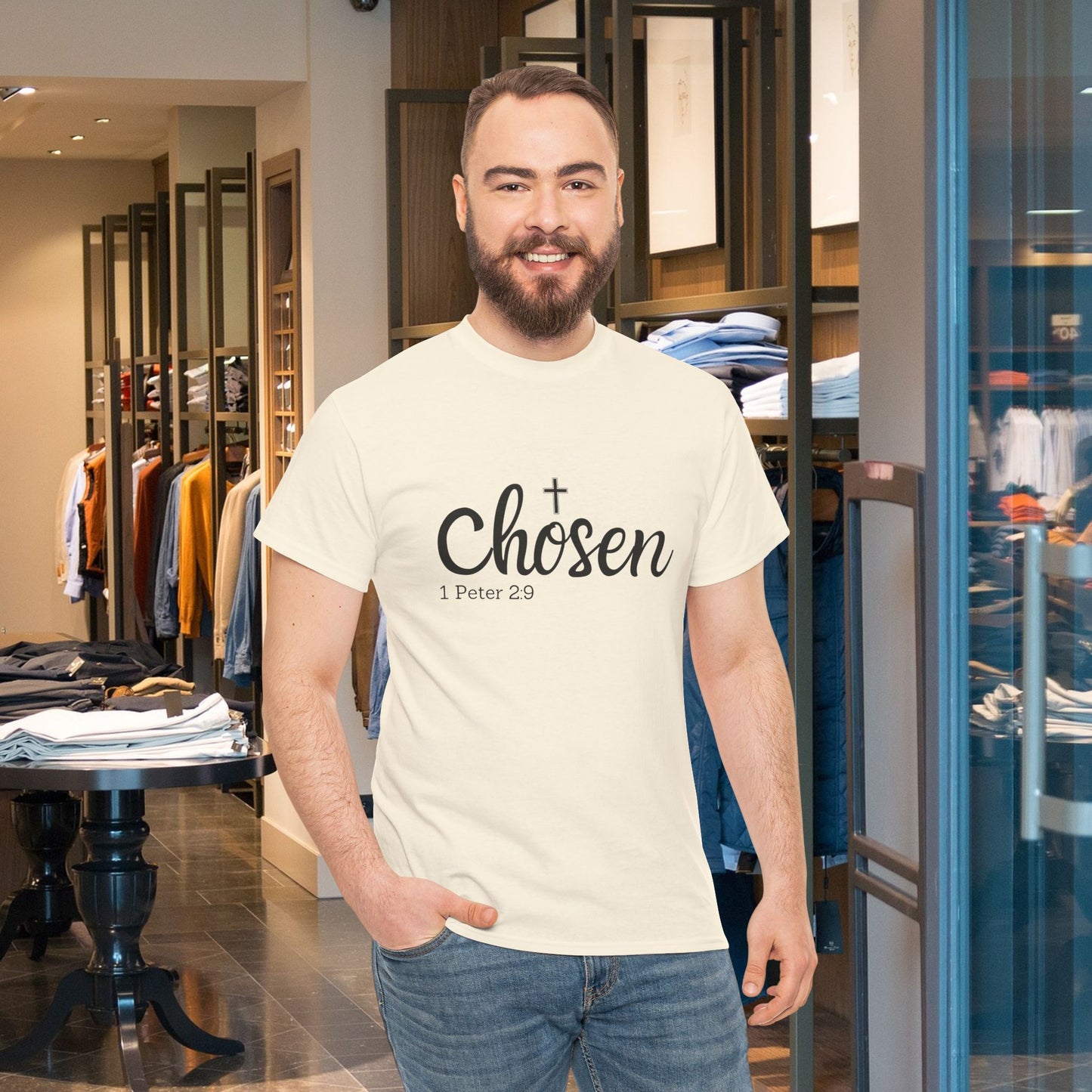Religious Tee with 'Chosen by God' Quote