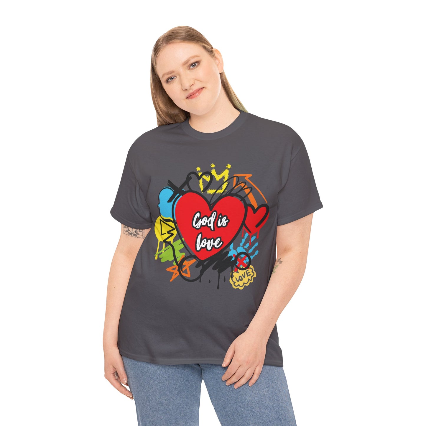 God is Love Grafitti - Unisex Heavy Cotton Tee