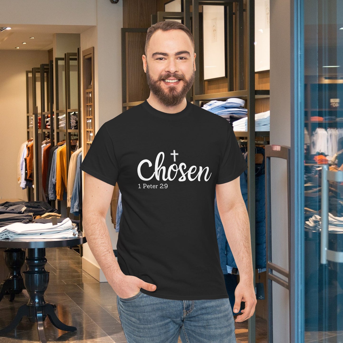 Religious Tee with 'Chosen by God' Quote