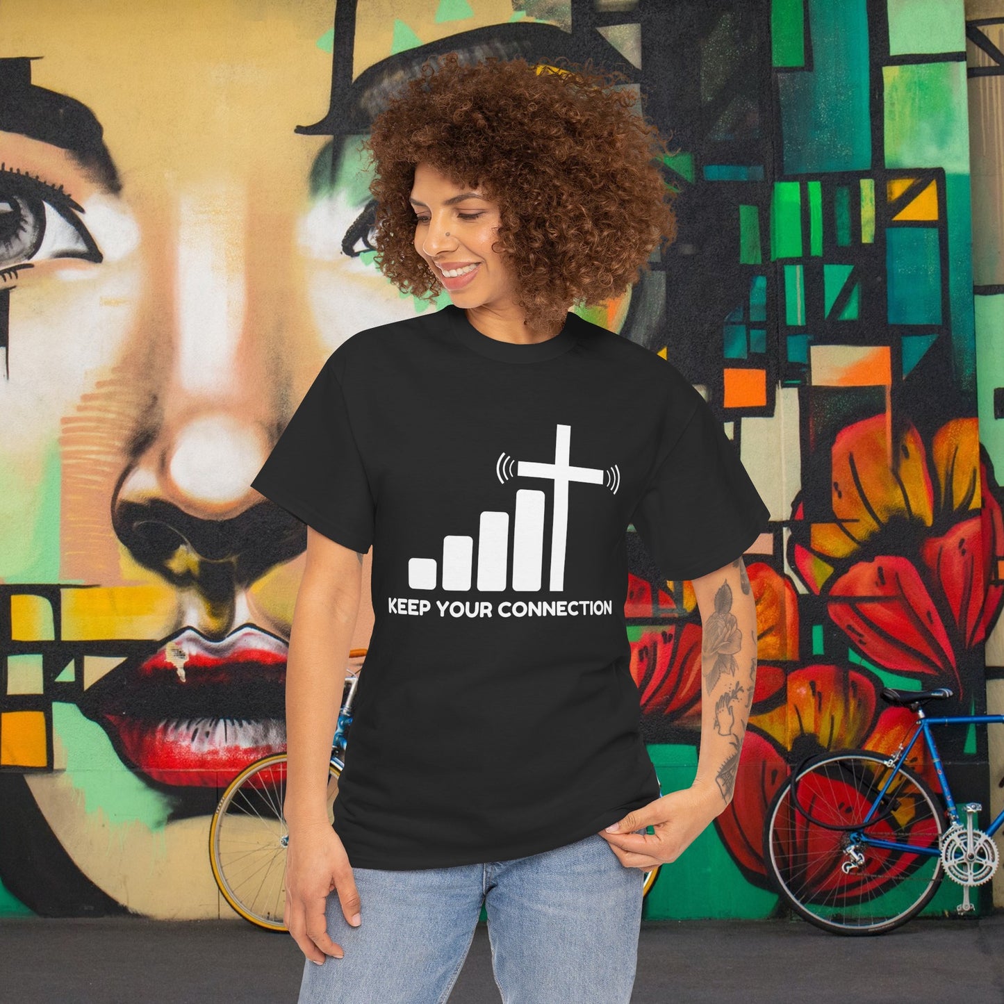 Keep your Connection White Letters - Unisex Heavy Cotton Tee