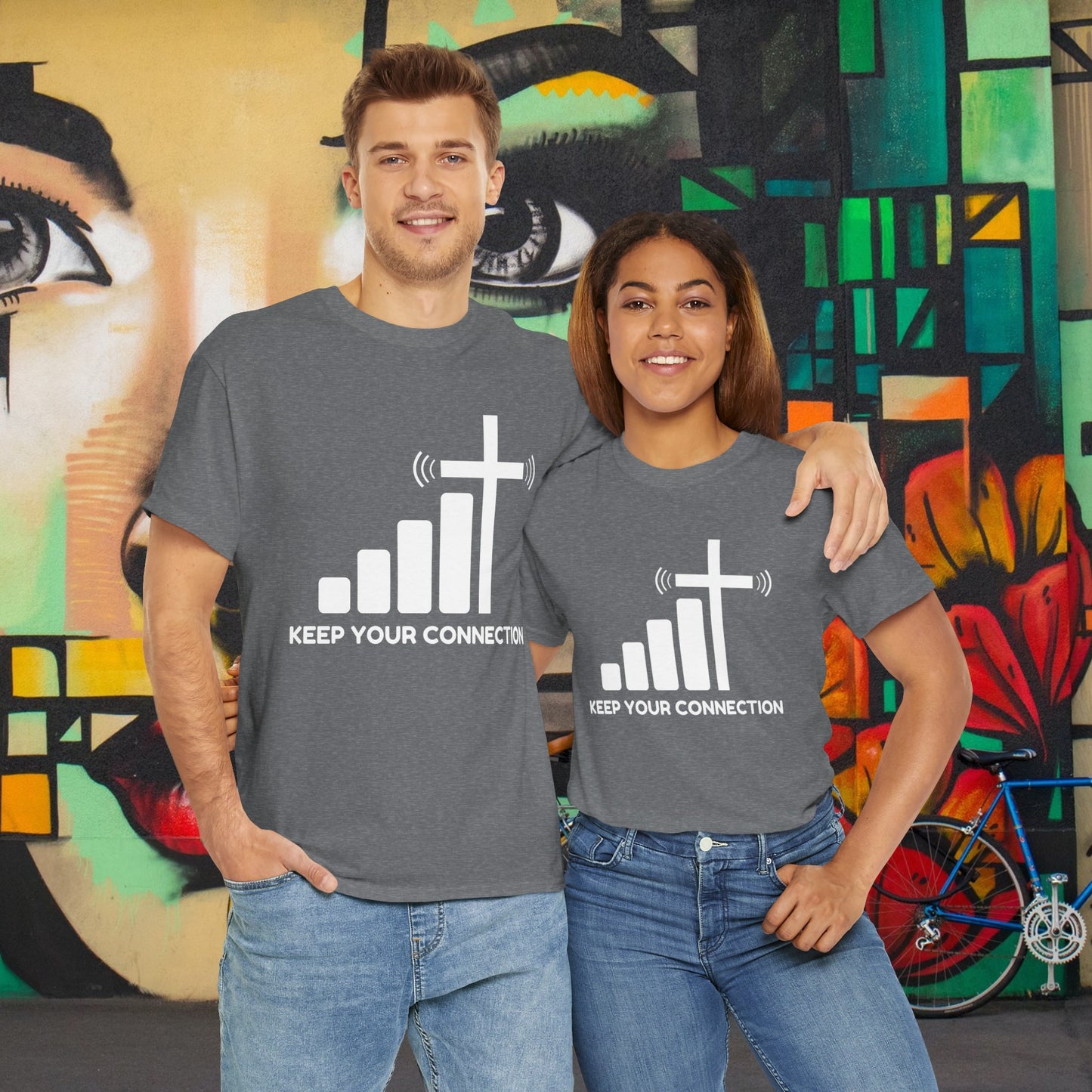 Keep your Connection White Letters - Unisex Heavy Cotton Tee