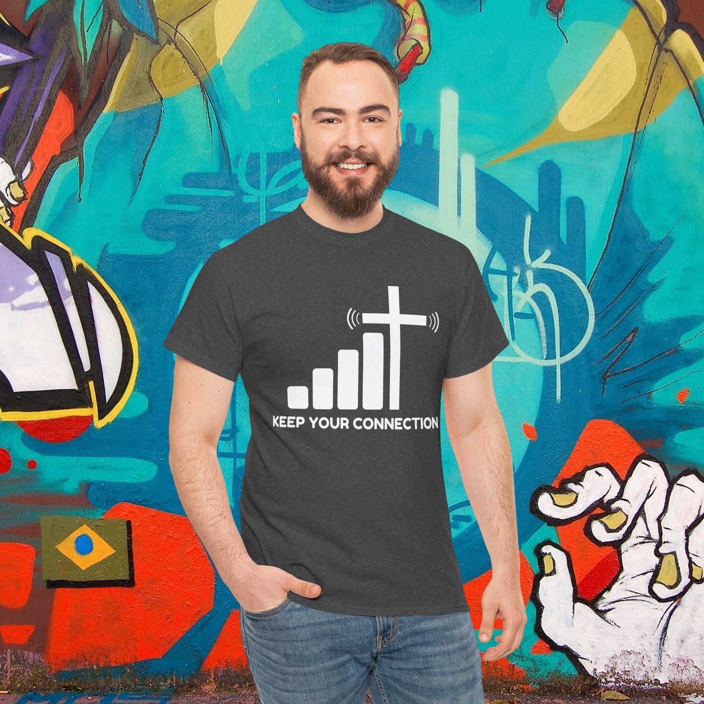 Keep your Connection White Letters - Unisex Heavy Cotton Tee