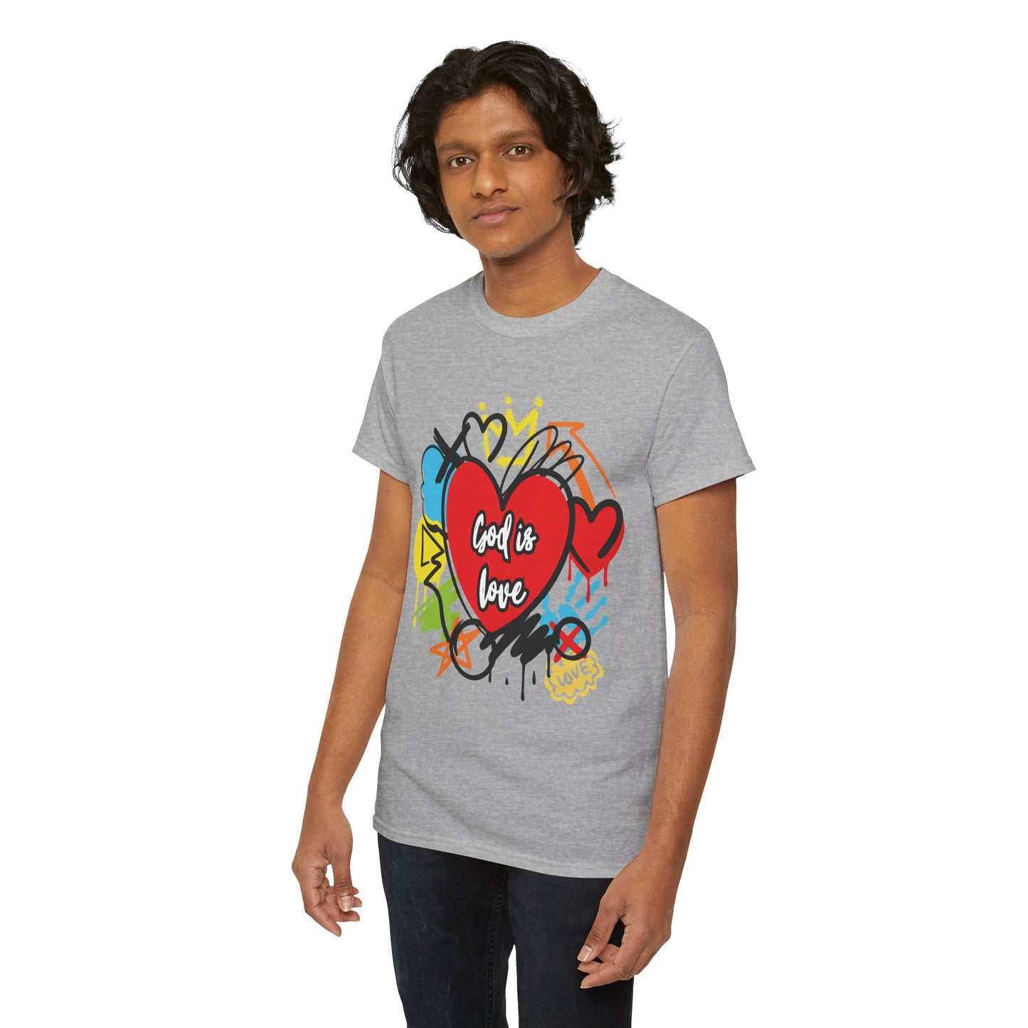 God is Love Grafitti - Unisex Heavy Cotton Tee