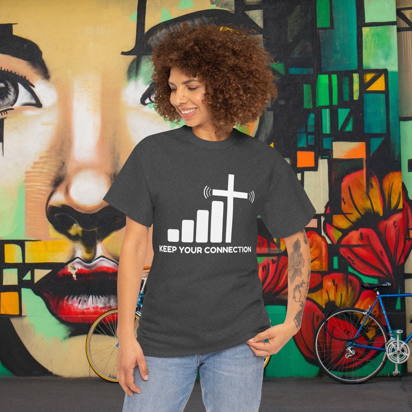Keep your Connection White Letters - Unisex Heavy Cotton Tee