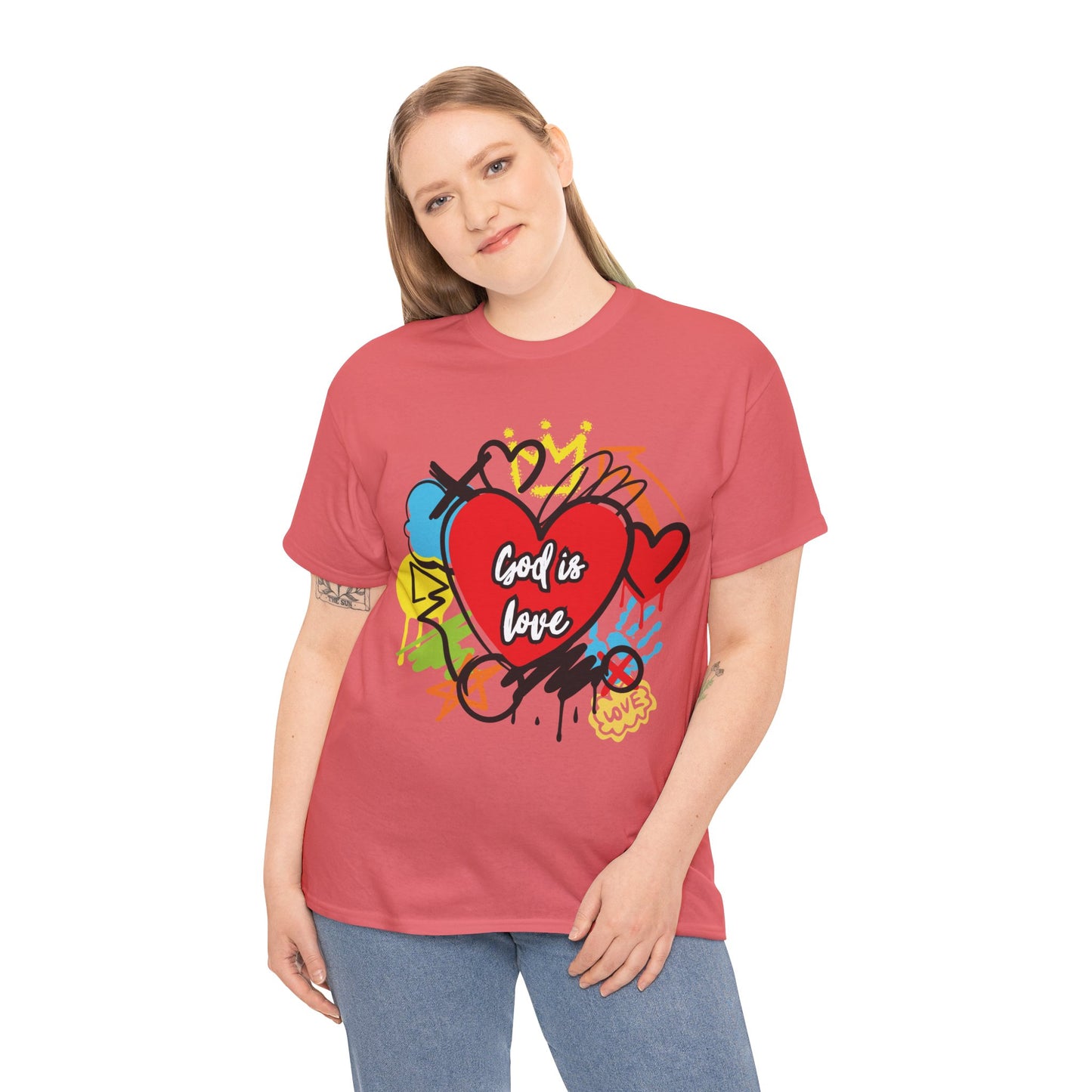 God is Love Grafitti - Unisex Heavy Cotton Tee