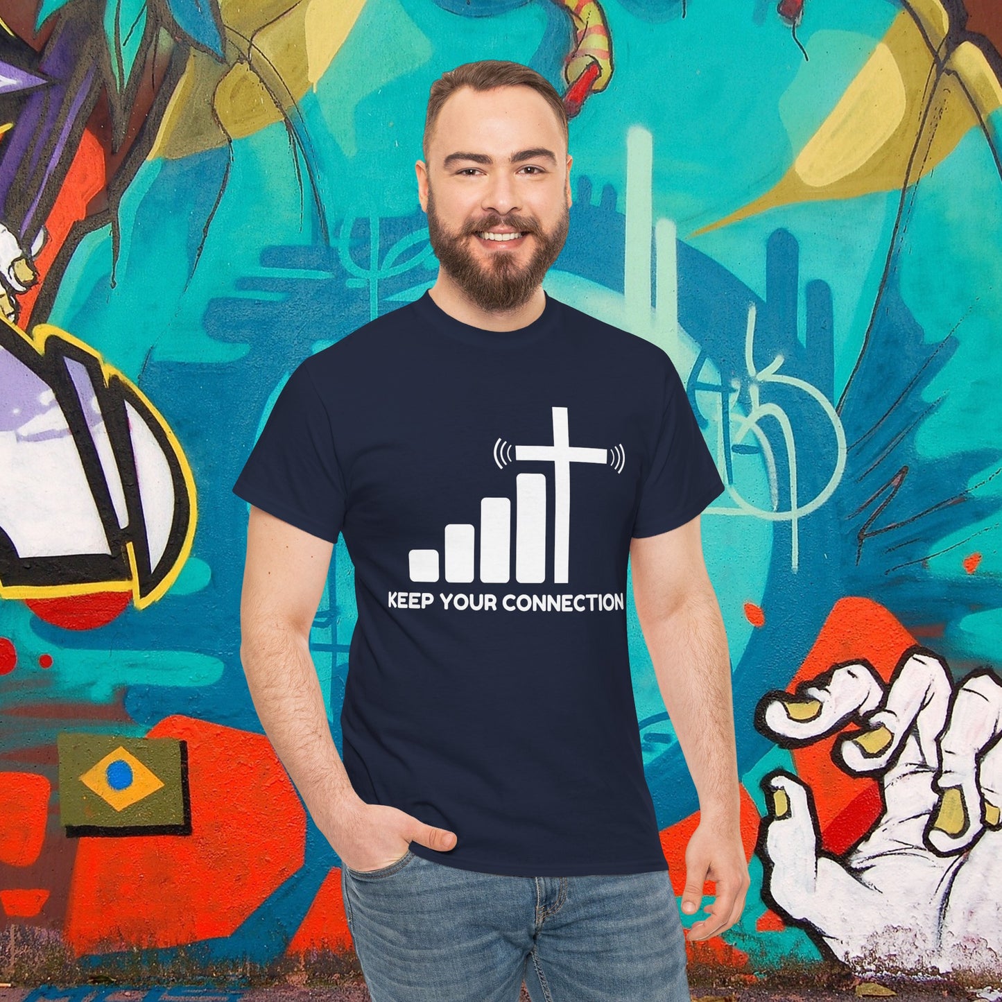 Keep your Connection White Letters - Unisex Heavy Cotton Tee