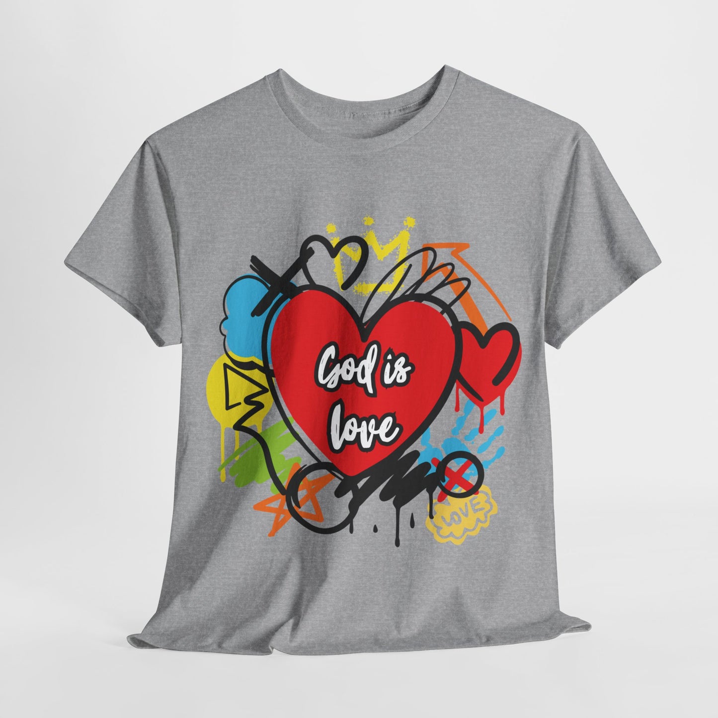 God is Love Grafitti - Unisex Heavy Cotton Tee