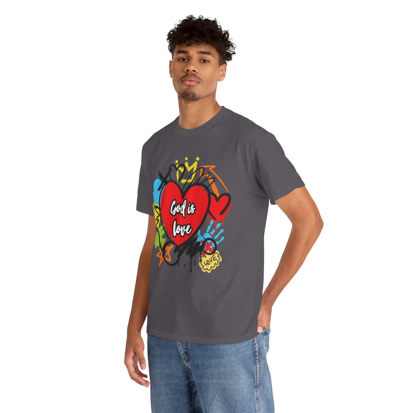 God is Love Grafitti - Unisex Heavy Cotton Tee