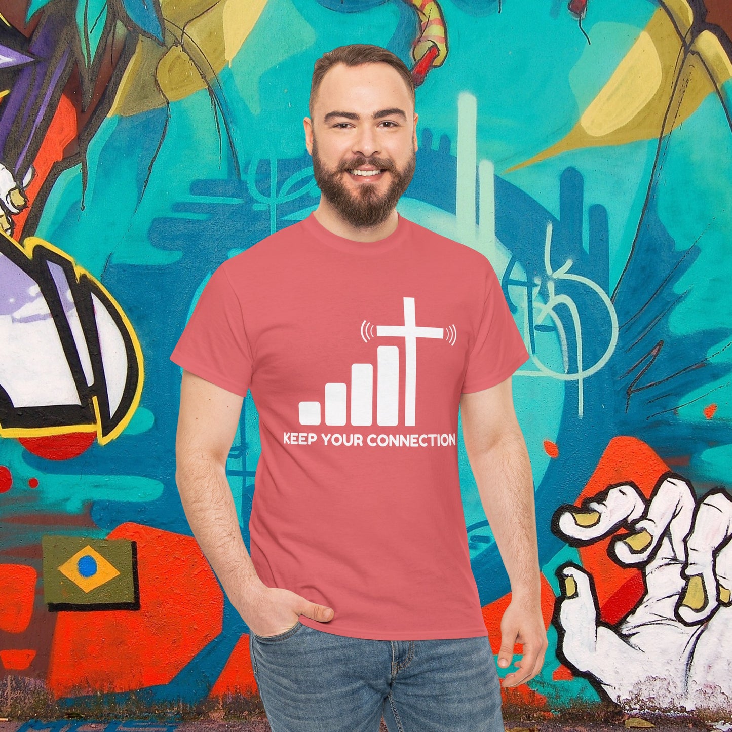 Keep your Connection White Letters - Unisex Heavy Cotton Tee